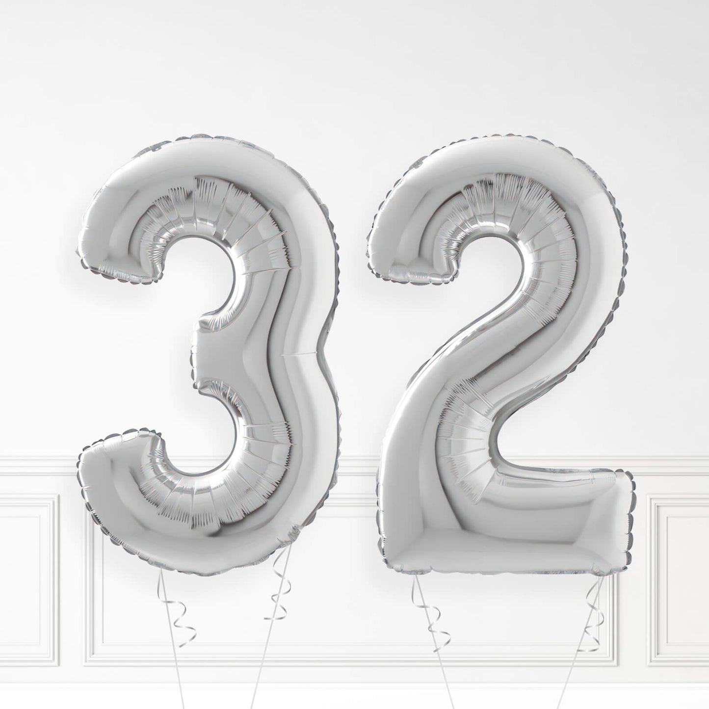 Inflated Silver Foil Number Balloon