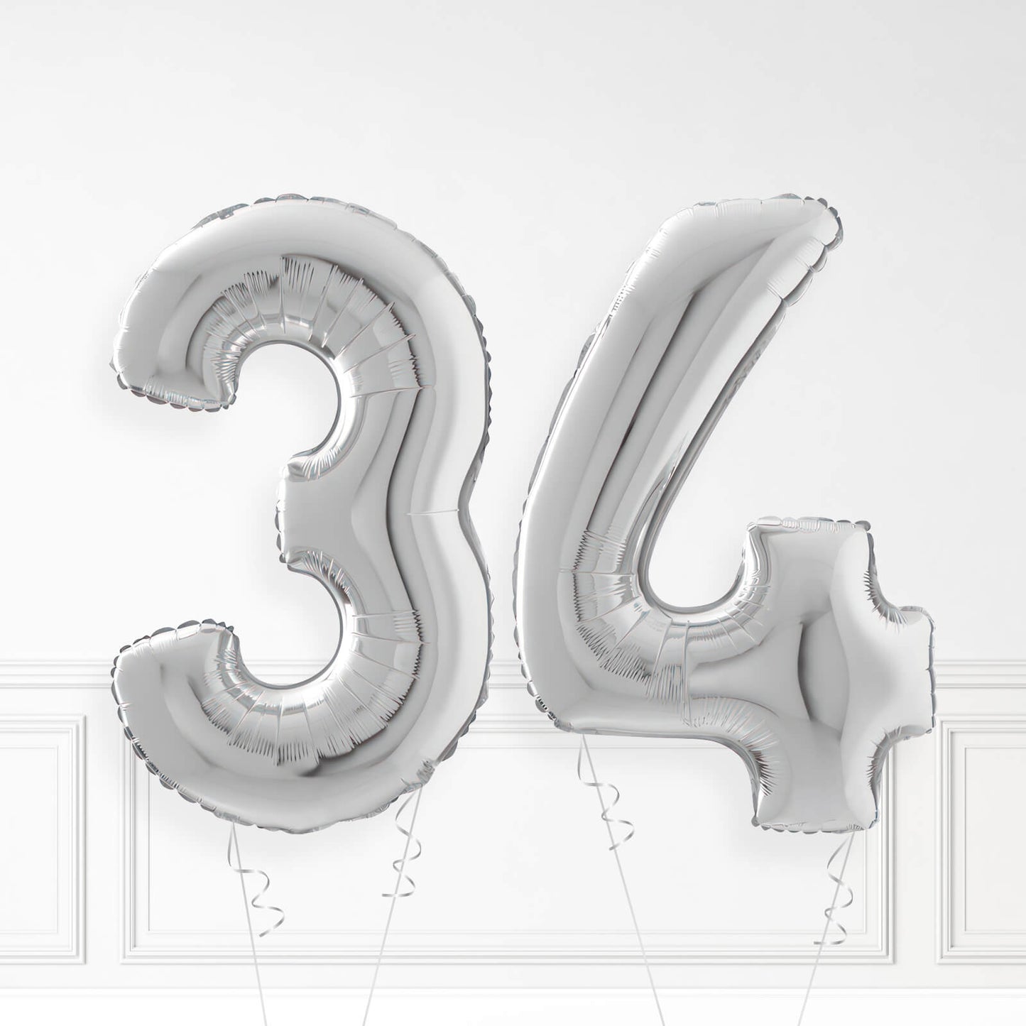 Inflated Silver Foil Number Balloon