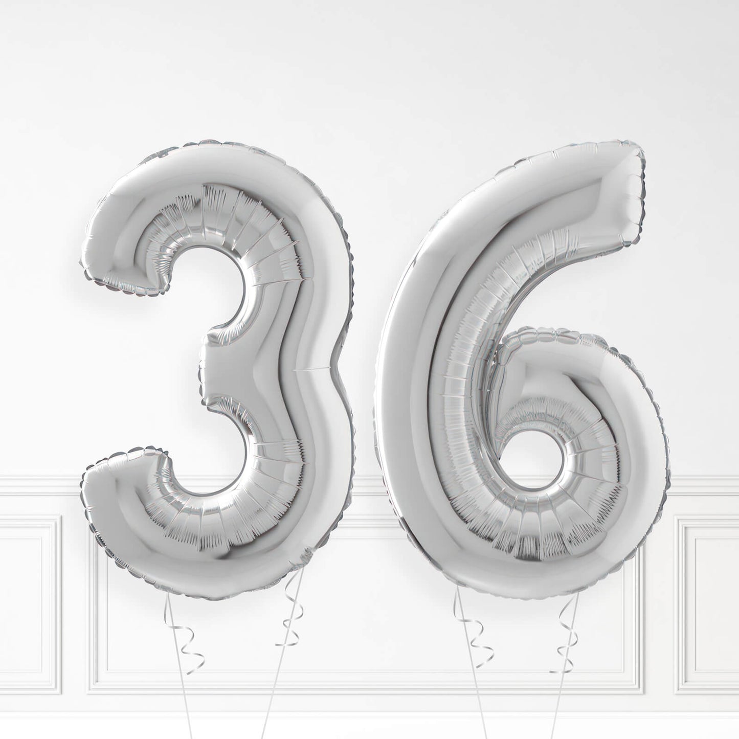 Inflated Silver Foil Number Balloon