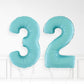 Inflated Baby Blue Foil Number Balloon