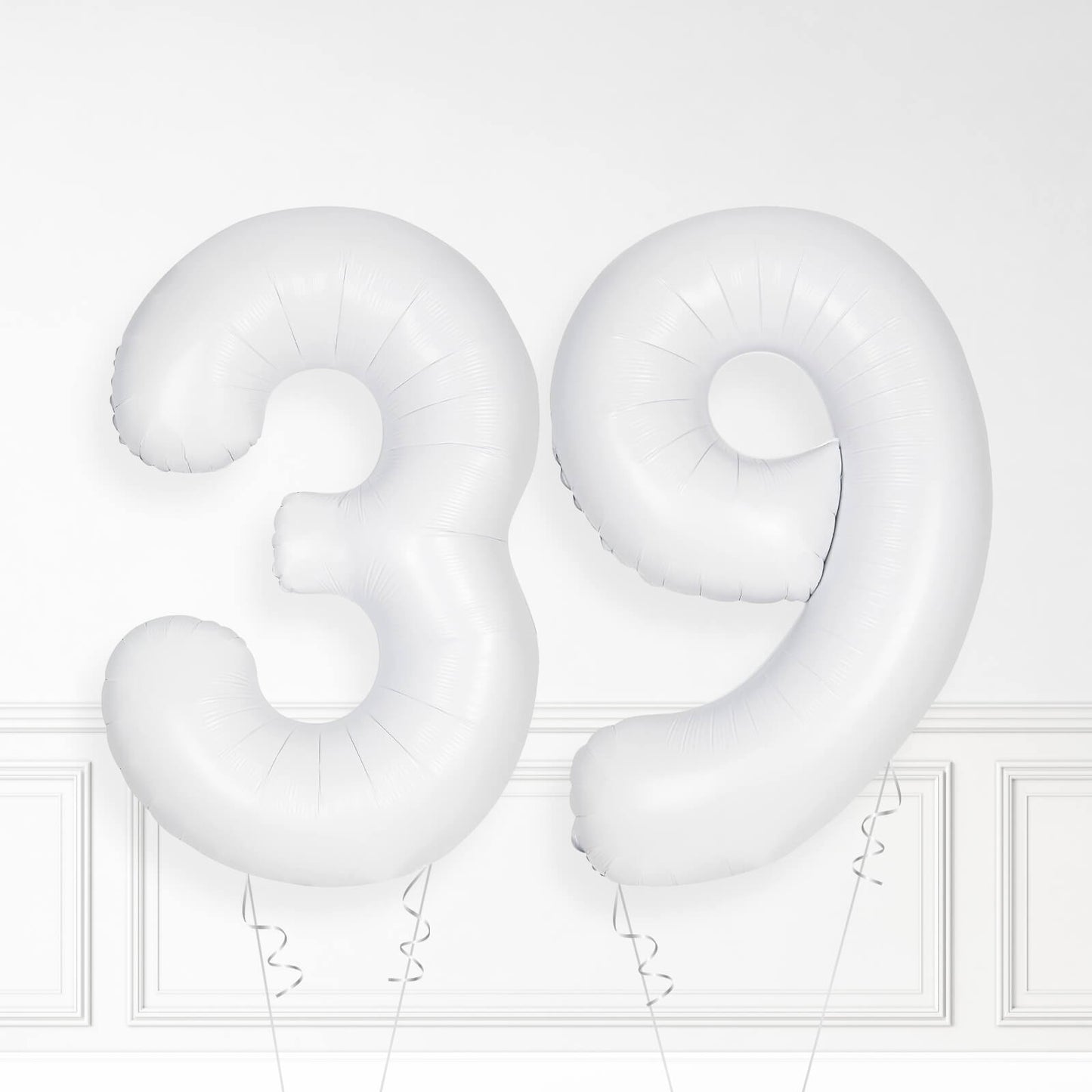 Inflated Matte White Foil Number Balloon