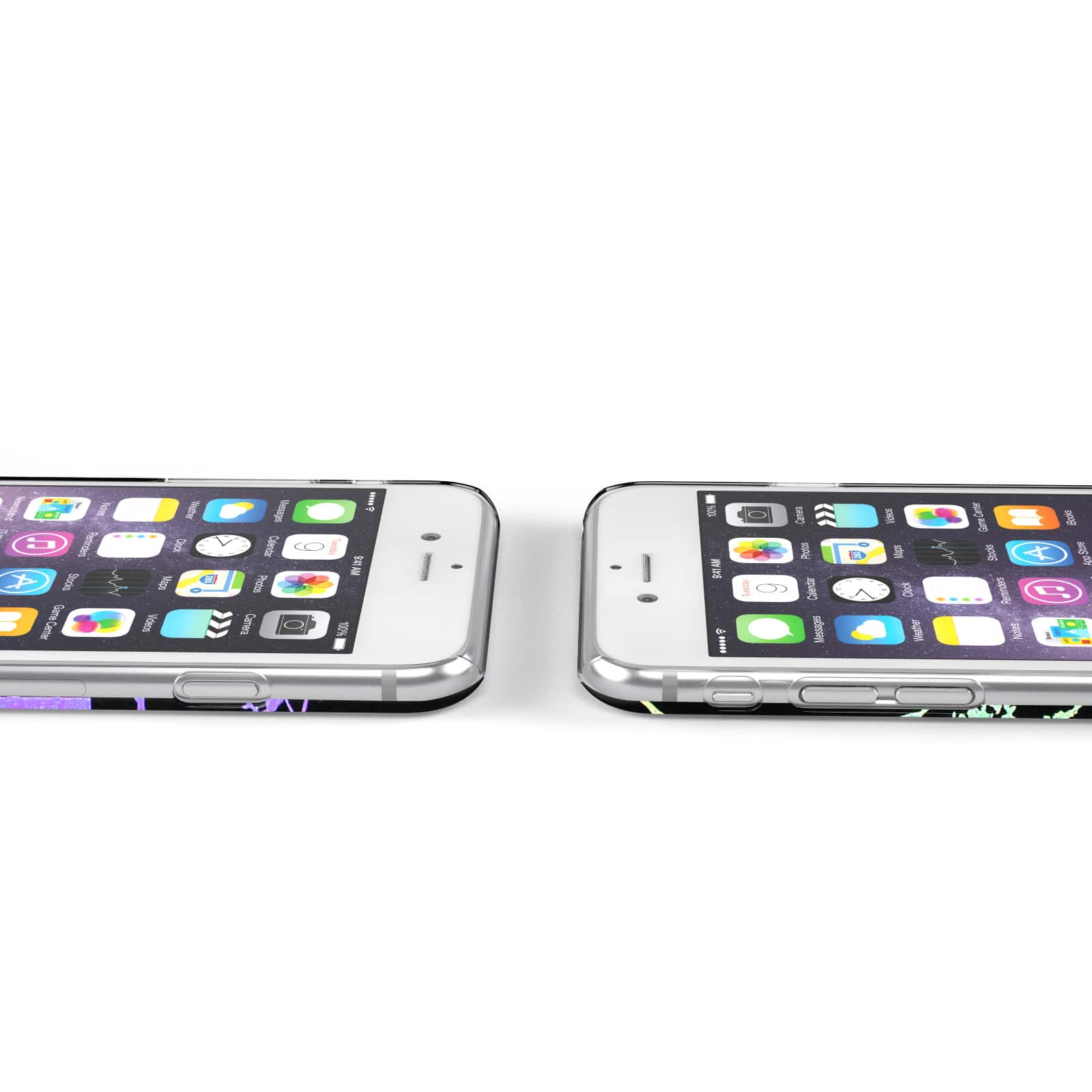 Holographic Marble Black Personalised Apple iPhone Case Laid Flat