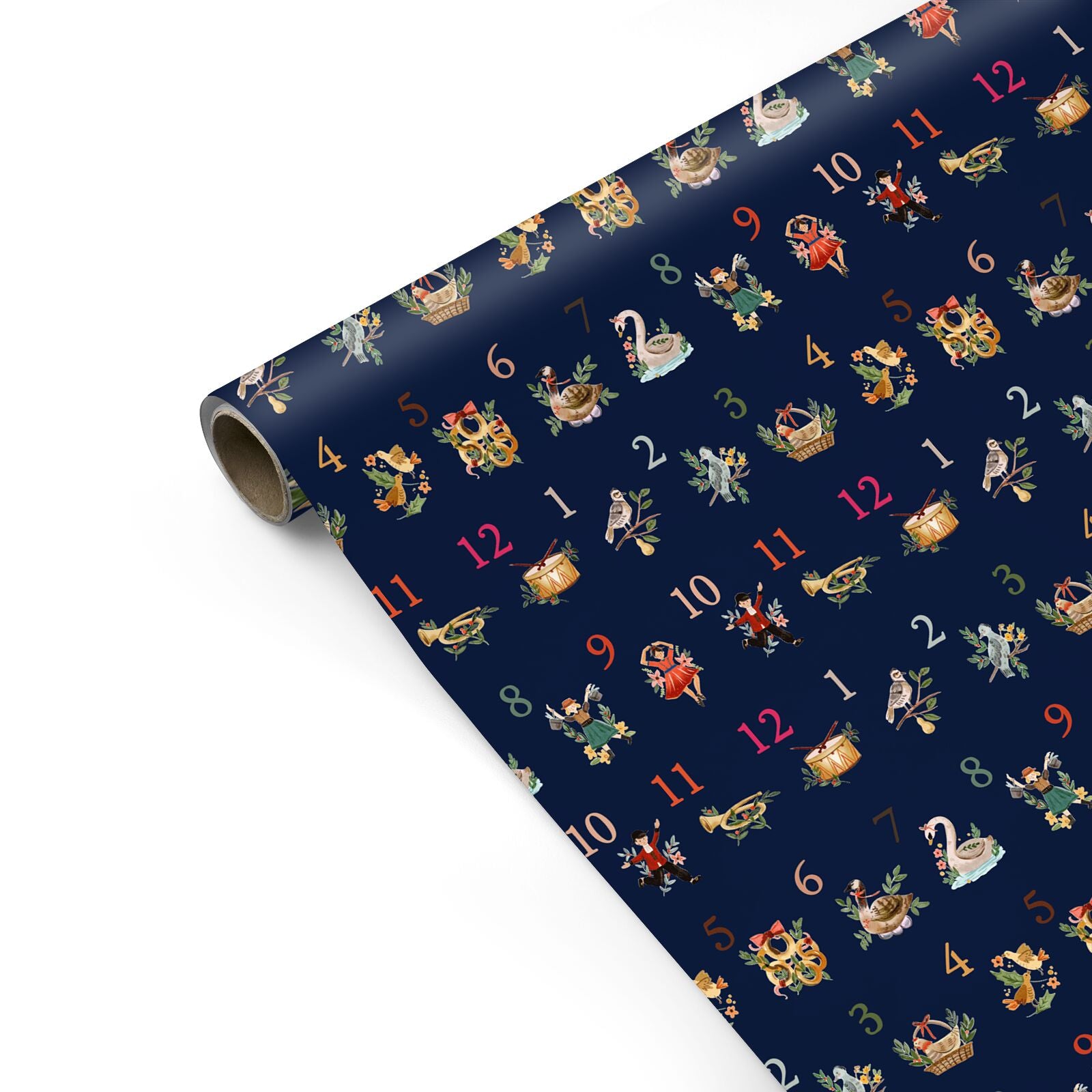 12 Days of Christmas Navy Blue Personalised Gift Wrap