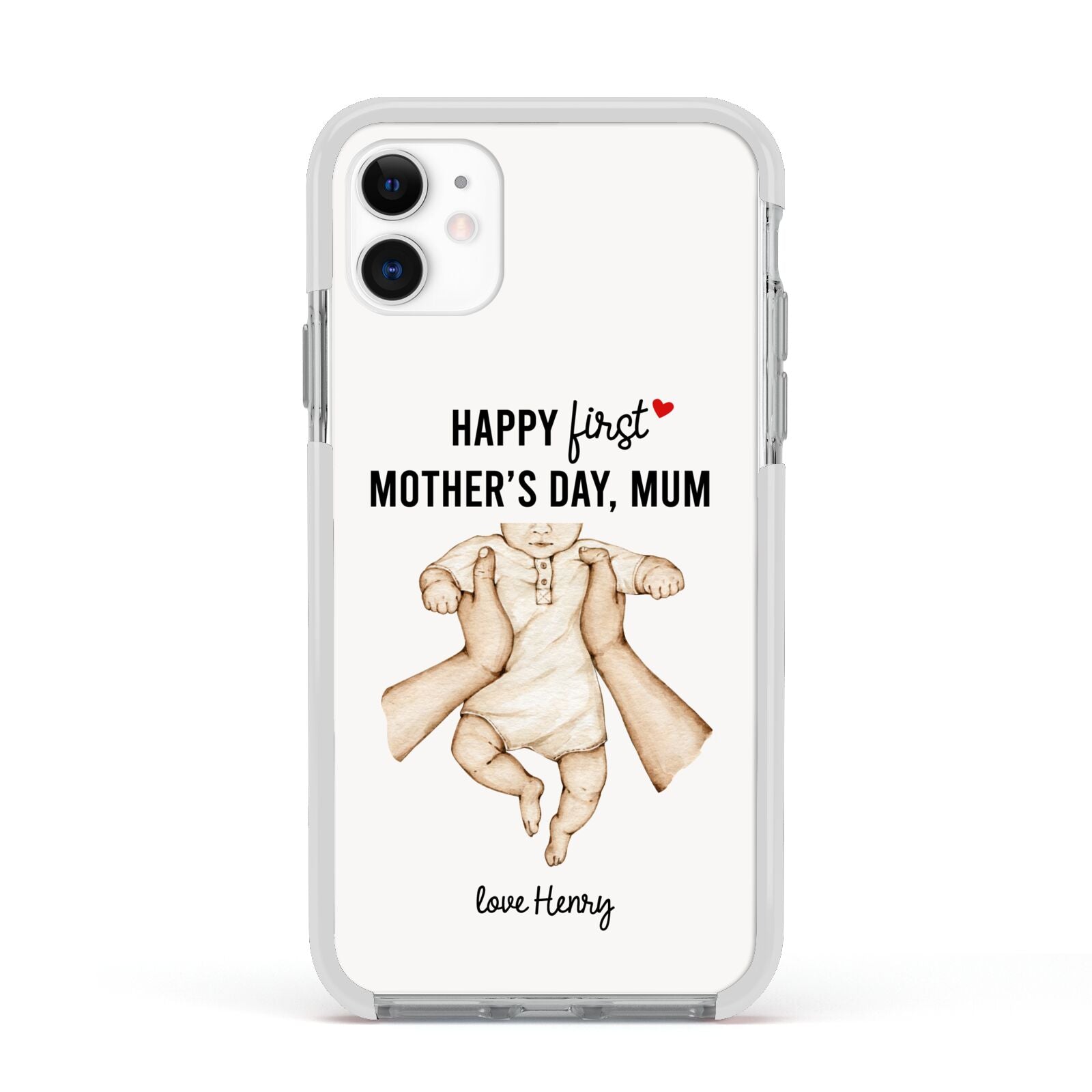 1st Mothers Day Baby Apple iPhone 11 in White with White Impact Case