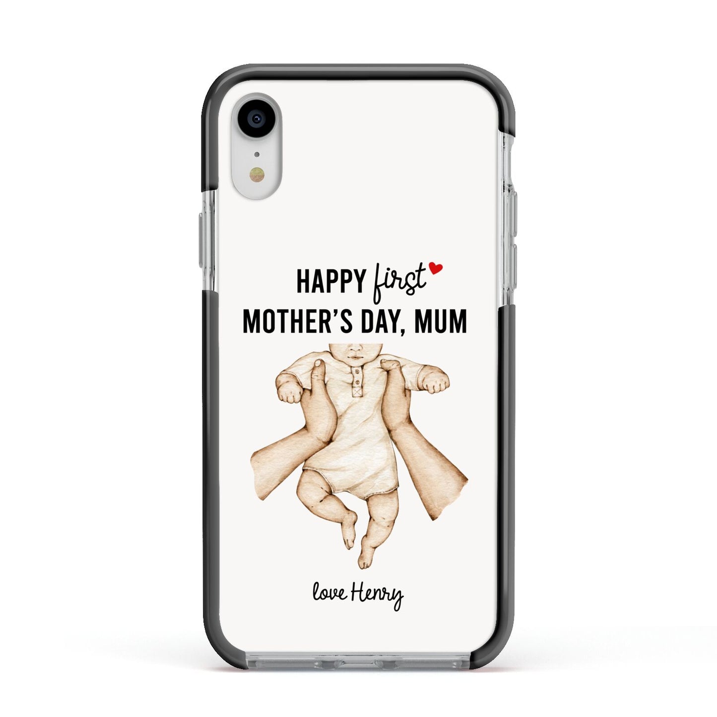 1st Mothers Day Baby Apple iPhone XR Impact Case Black Edge on Silver Phone