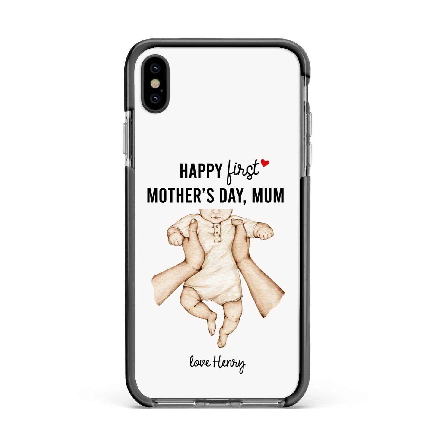1st Mothers Day Baby Apple iPhone Xs Max Impact Case Black Edge on Black Phone