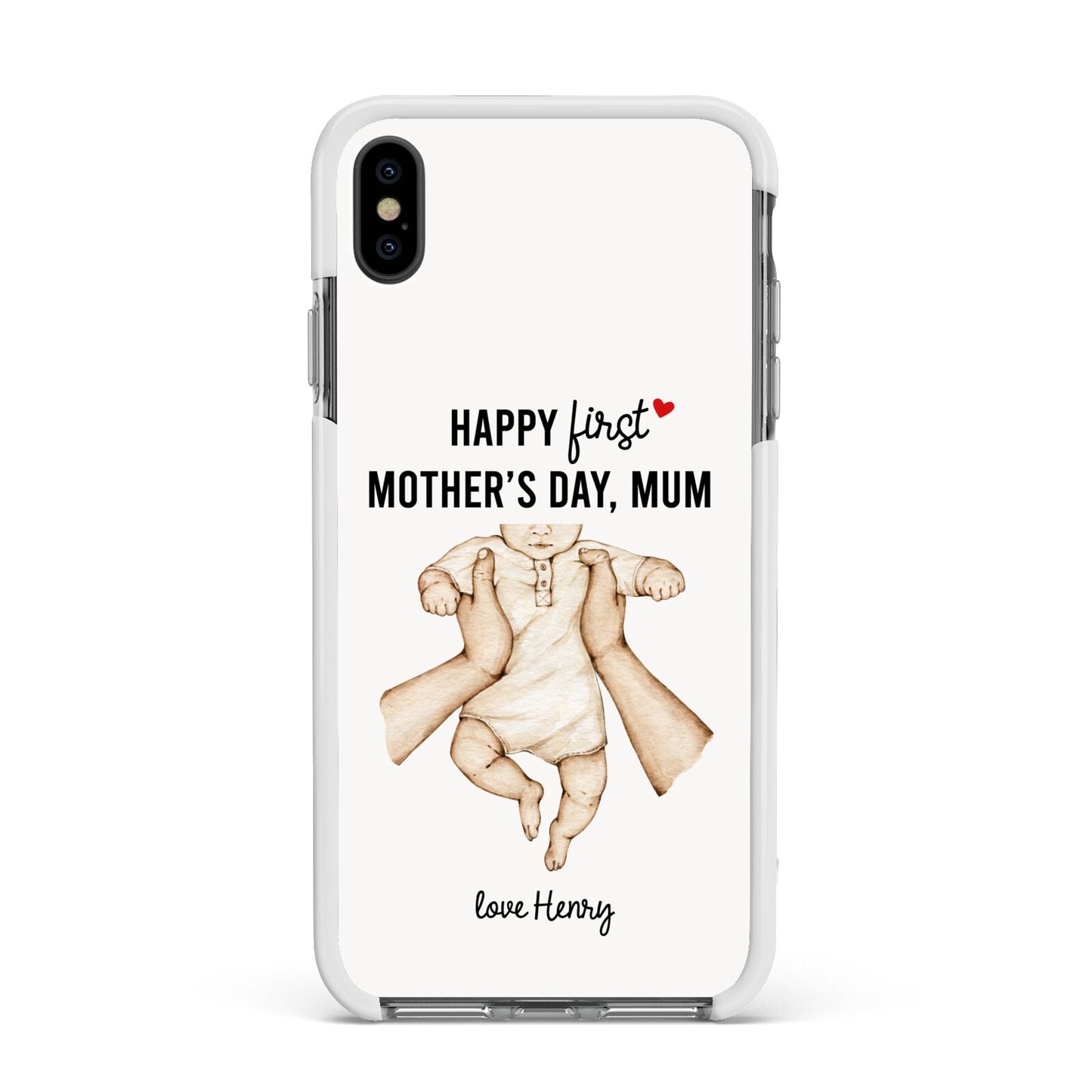 1st Mothers Day Baby Apple iPhone Xs Max Impact Case White Edge on Black Phone