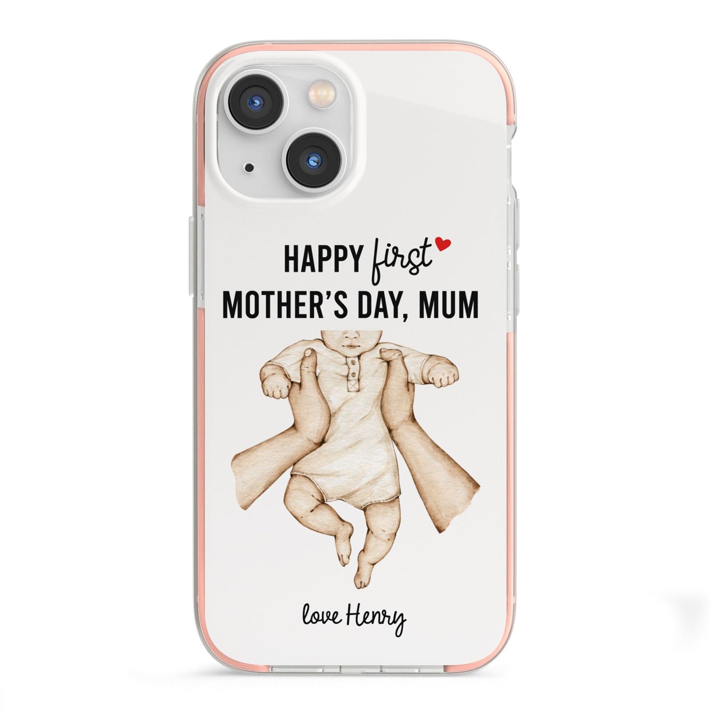 1st Mothers Day Baby iPhone 13 Mini TPU Impact Case with Pink Edges