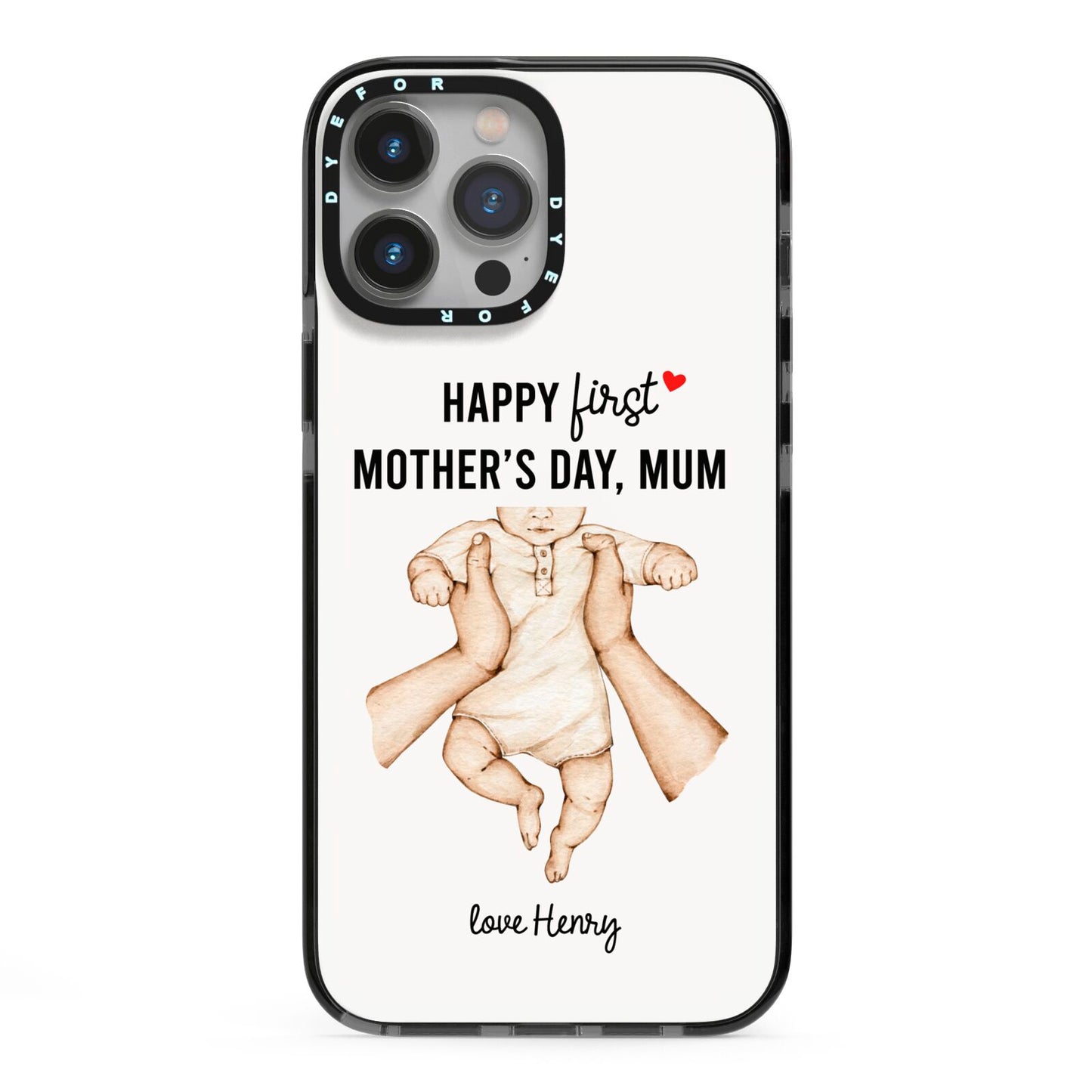 1st Mothers Day Baby iPhone 13 Pro Max Black Impact Case on Silver phone