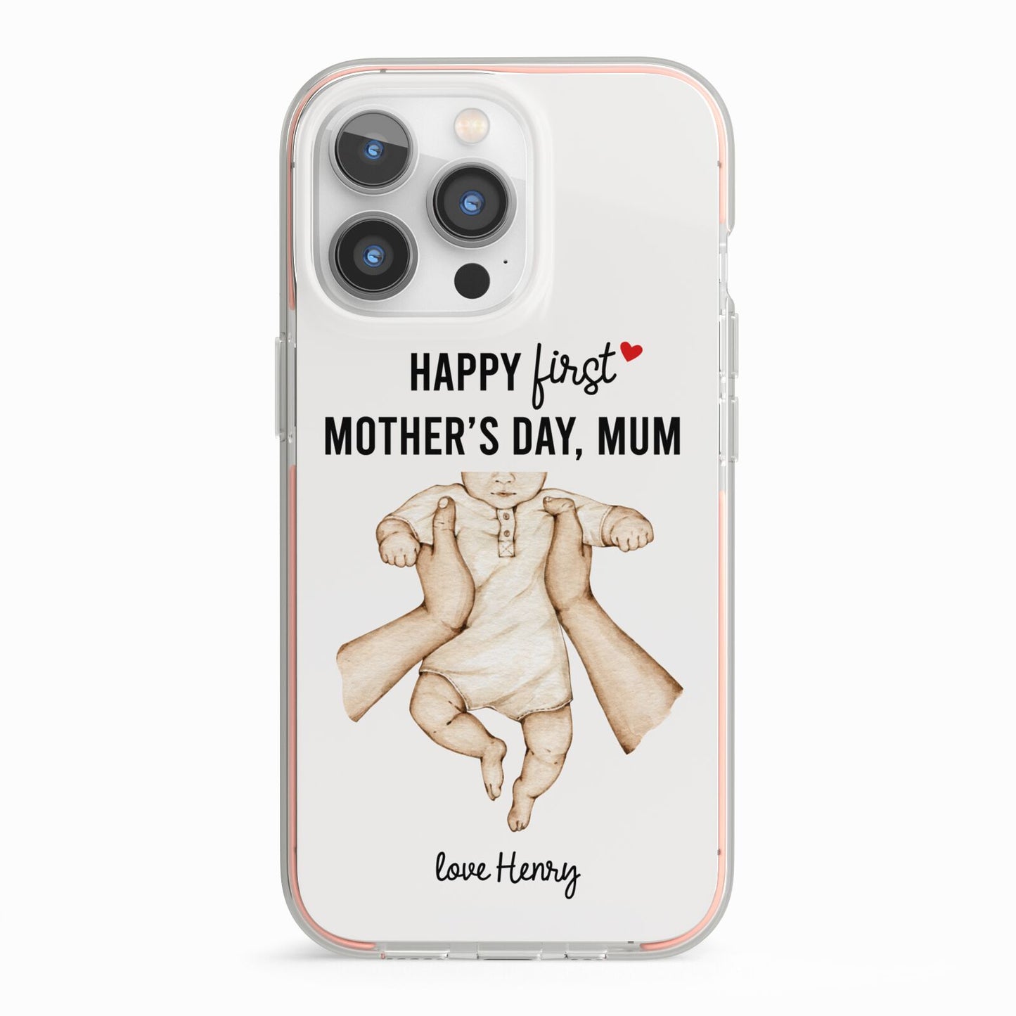 1st Mothers Day Baby iPhone 13 Pro TPU Impact Case with Pink Edges