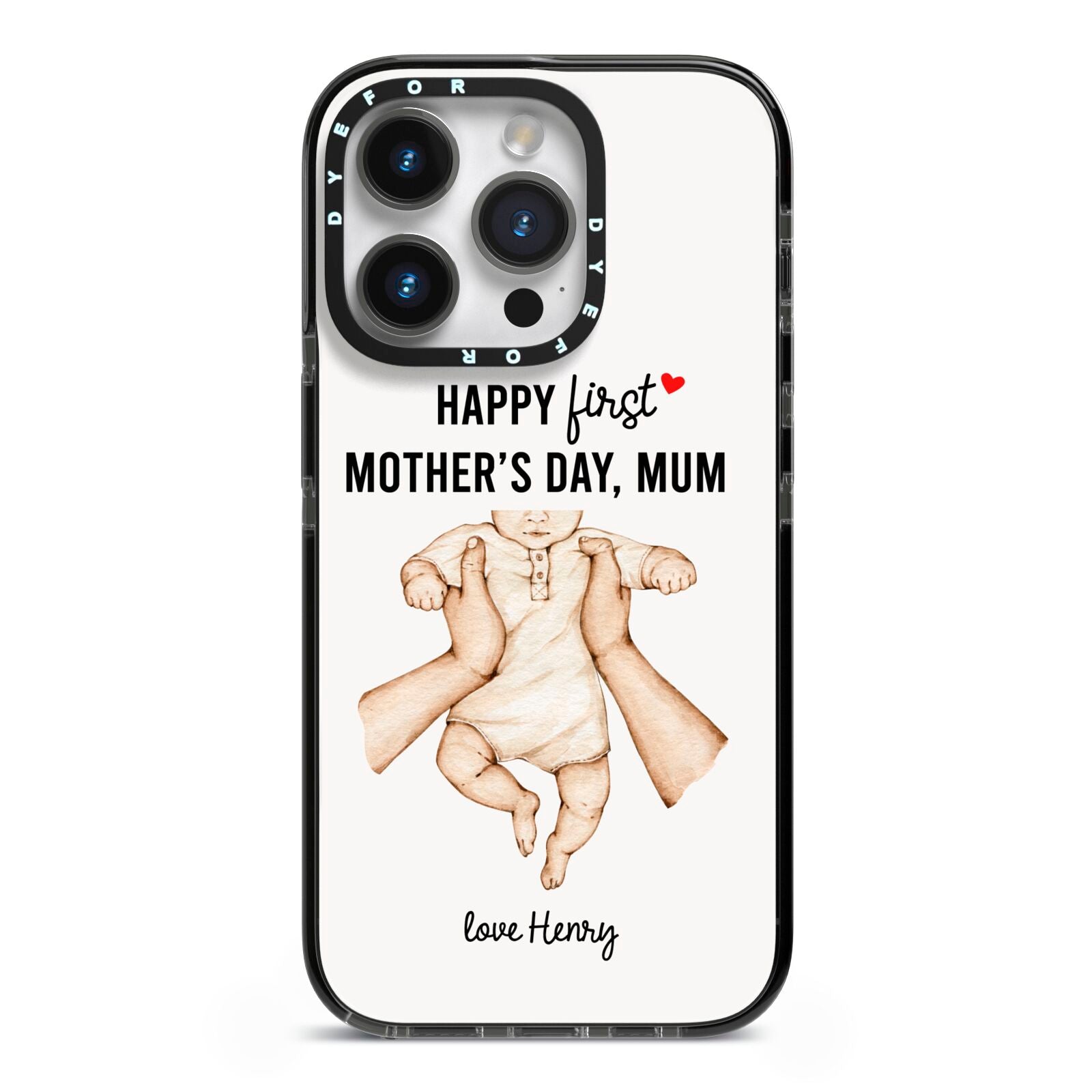 1st Mothers Day Baby iPhone 14 Pro Black Impact Case on Silver phone