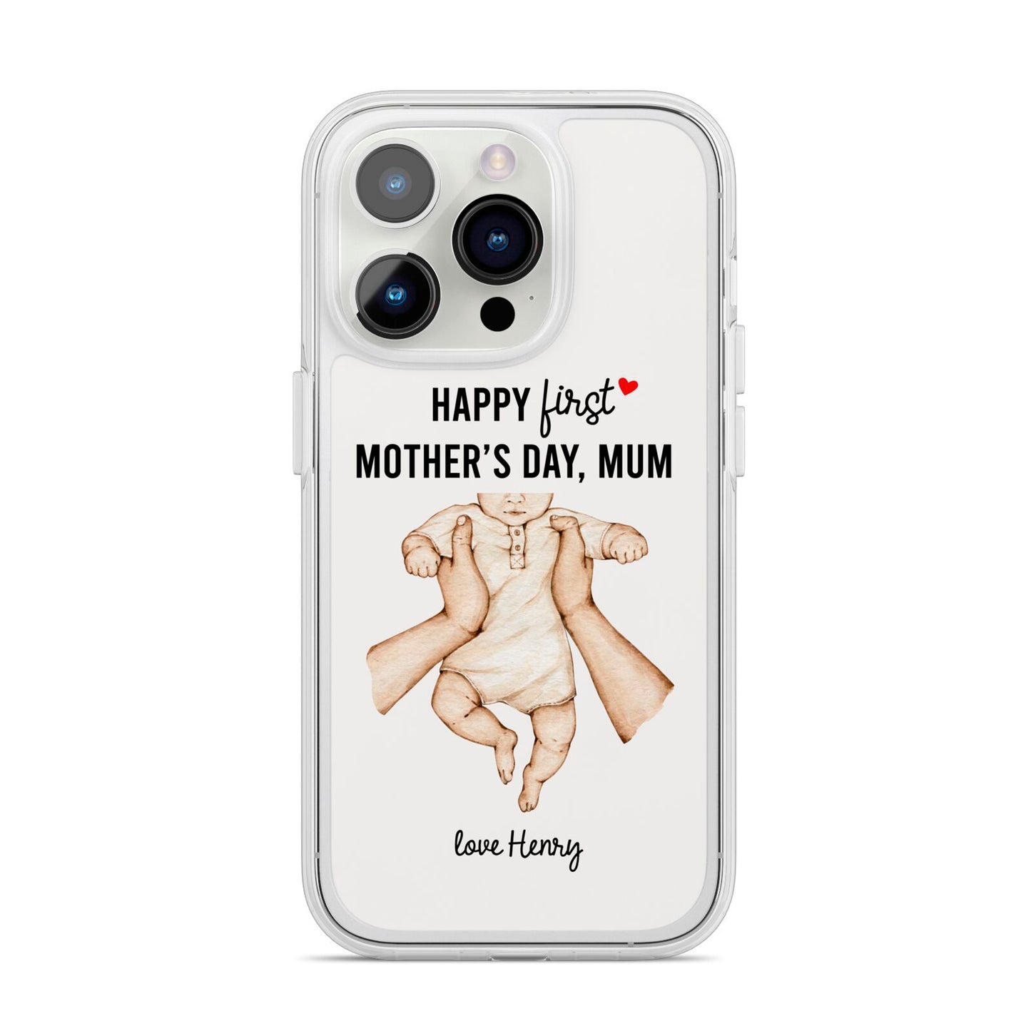1st Mothers Day Baby iPhone 14 Pro Clear Tough Case Silver