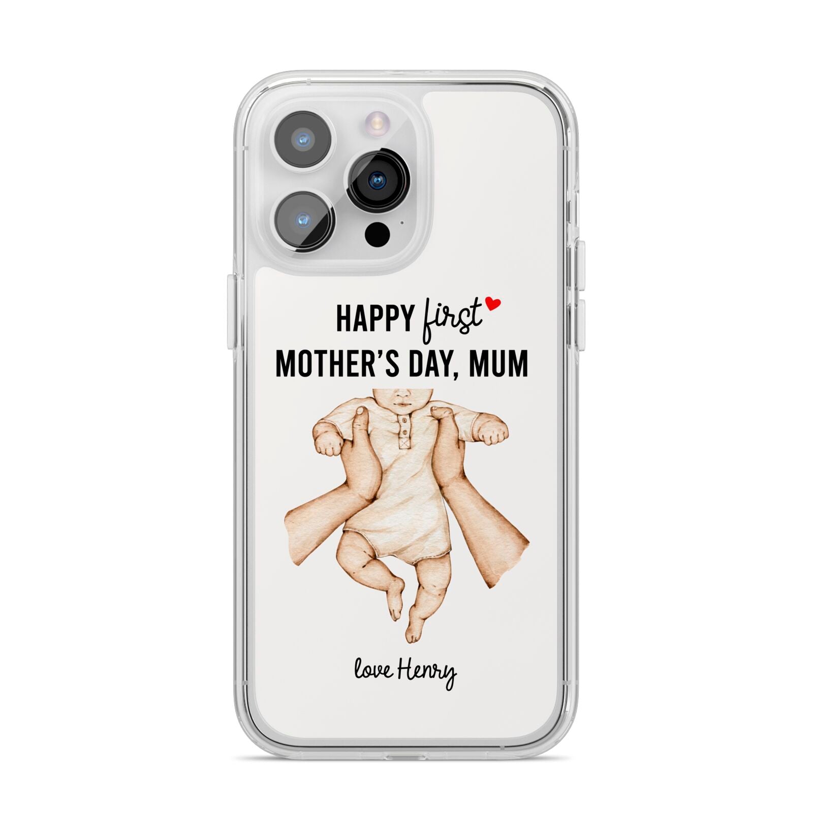 1st Mothers Day Baby iPhone 14 Pro Max Clear Tough Case Silver