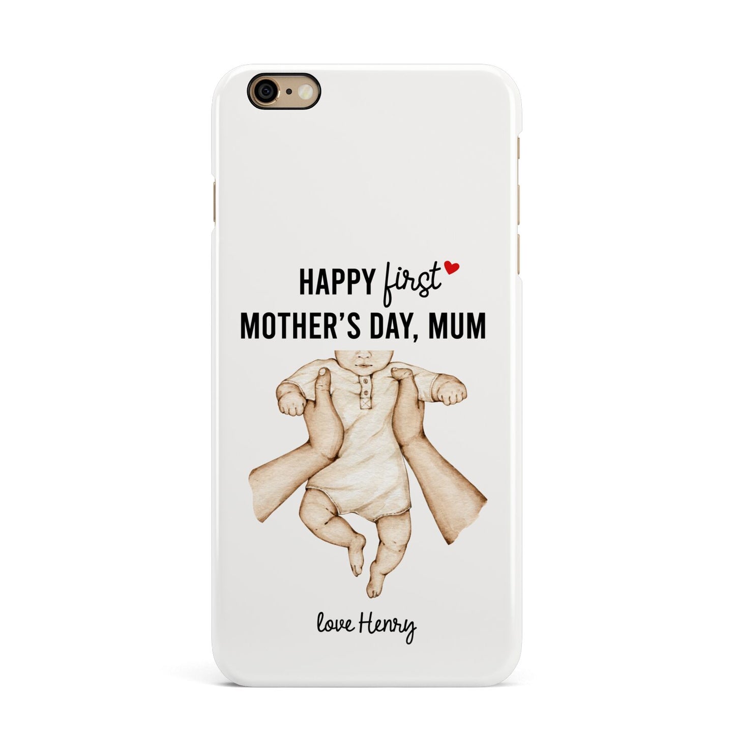 1st Mothers Day Baby iPhone 6 Plus 3D Snap Case on Gold Phone