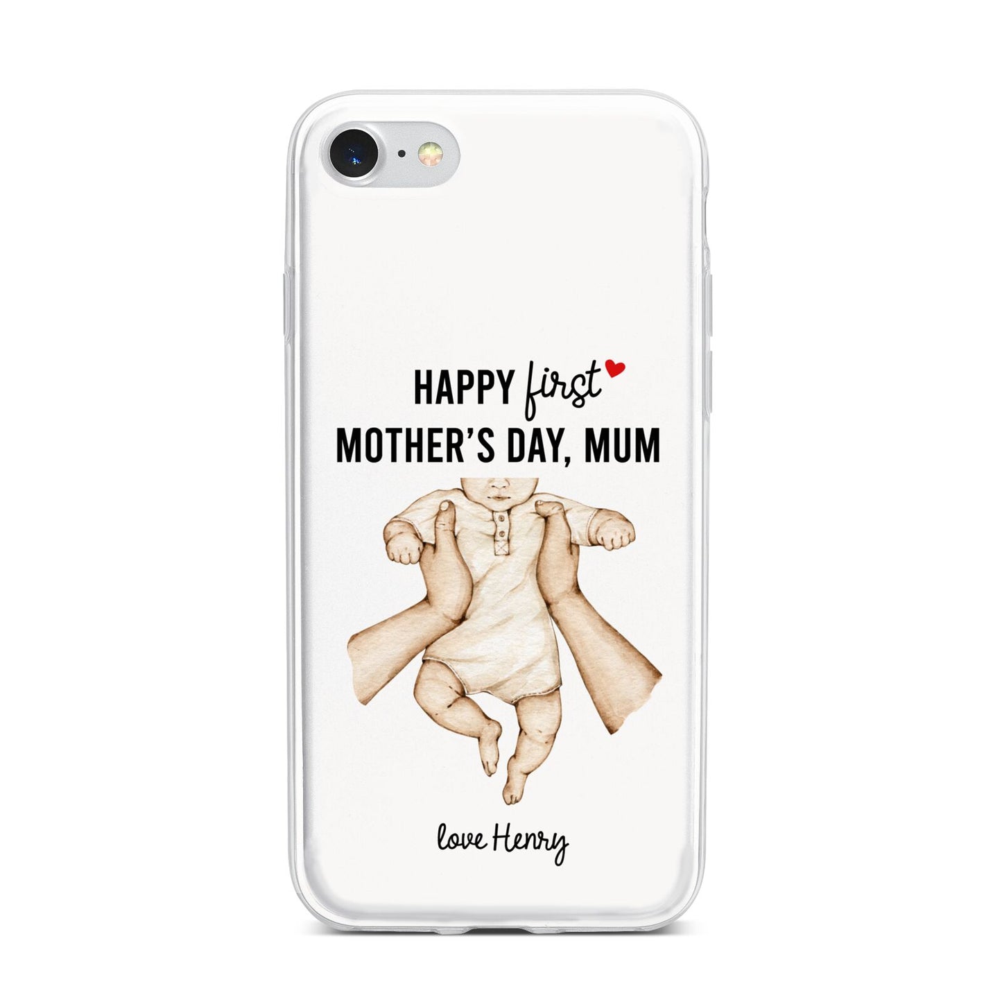 1st Mothers Day Baby iPhone 7 Bumper Case on Silver iPhone