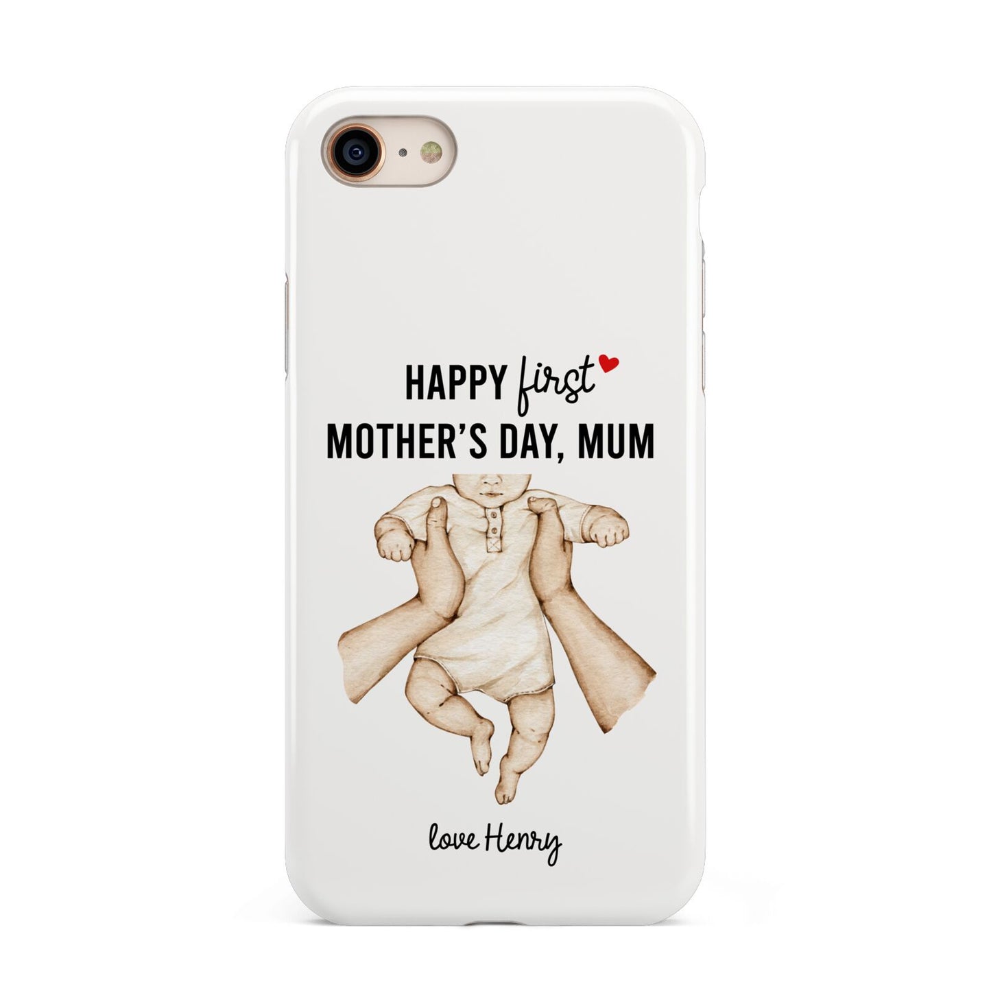 1st Mothers Day Baby iPhone 8 3D Tough Case on Gold Phone