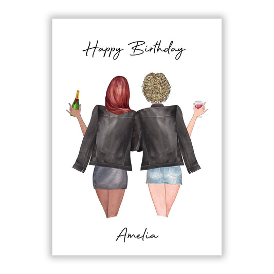 2 Best Friends Birthday A5 Flat Greetings Card