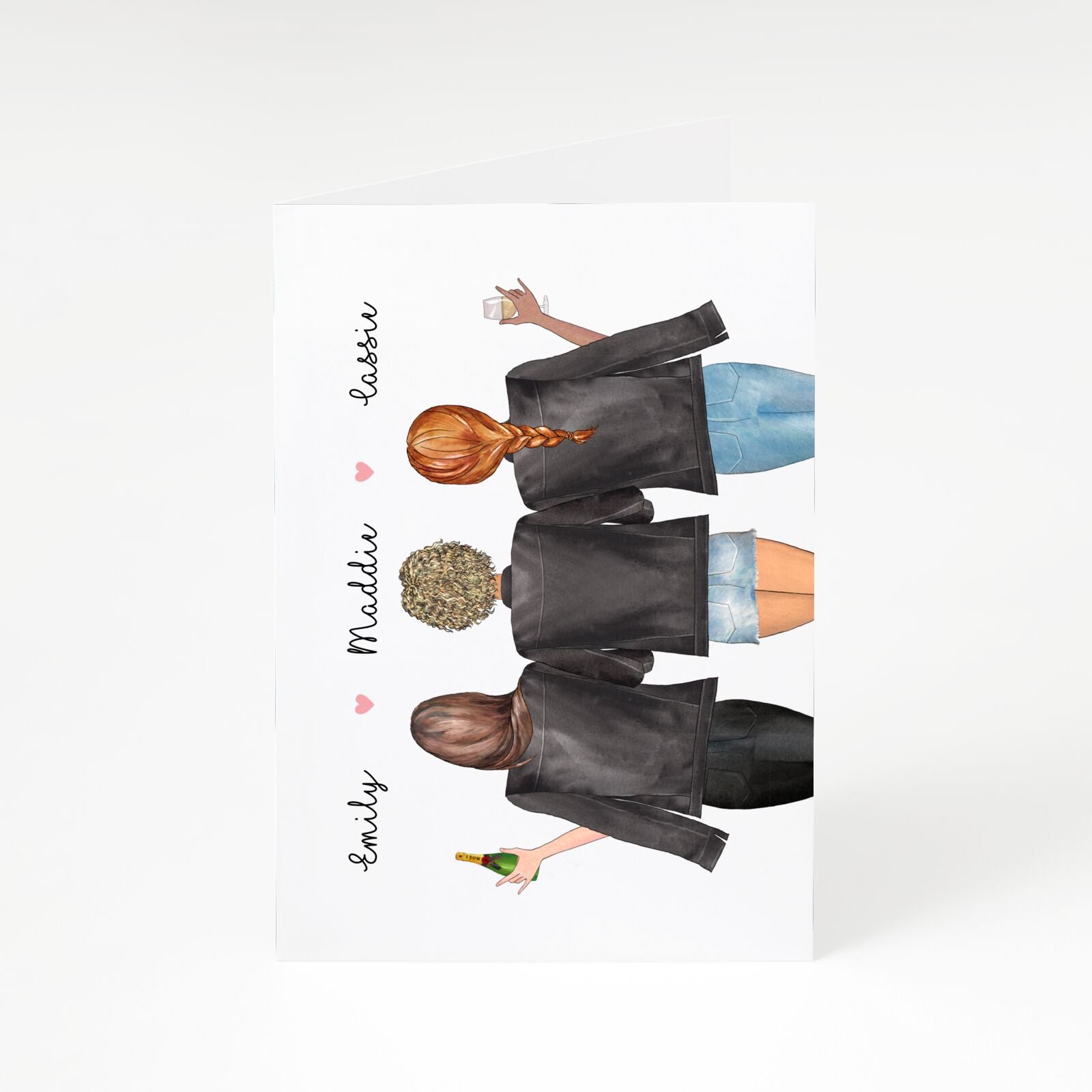 3 Best Friends with Names A5 Greetings Card