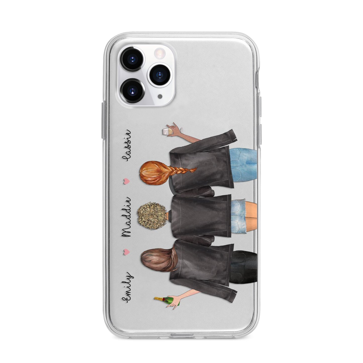 3 Best Friends with Names Apple iPhone 11 Pro in Silver with Bumper Case