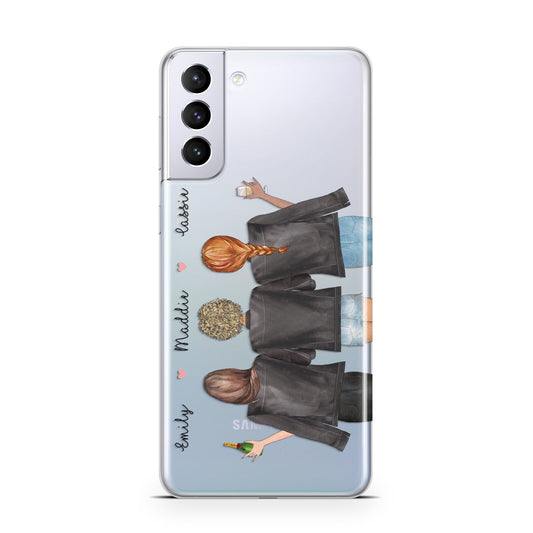 3 Best Friends with Names Samsung S21 Plus Phone Case