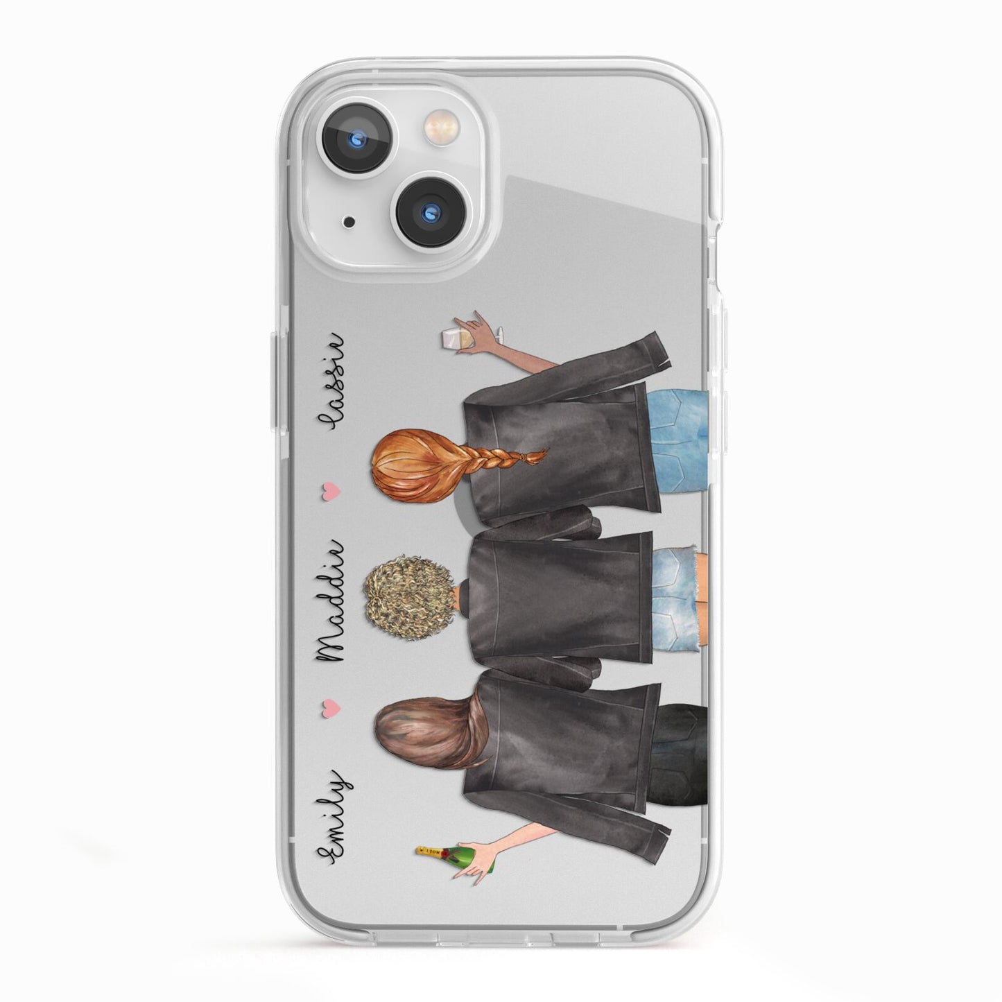 3 Best Friends with Names iPhone 13 TPU Impact Case with White Edges