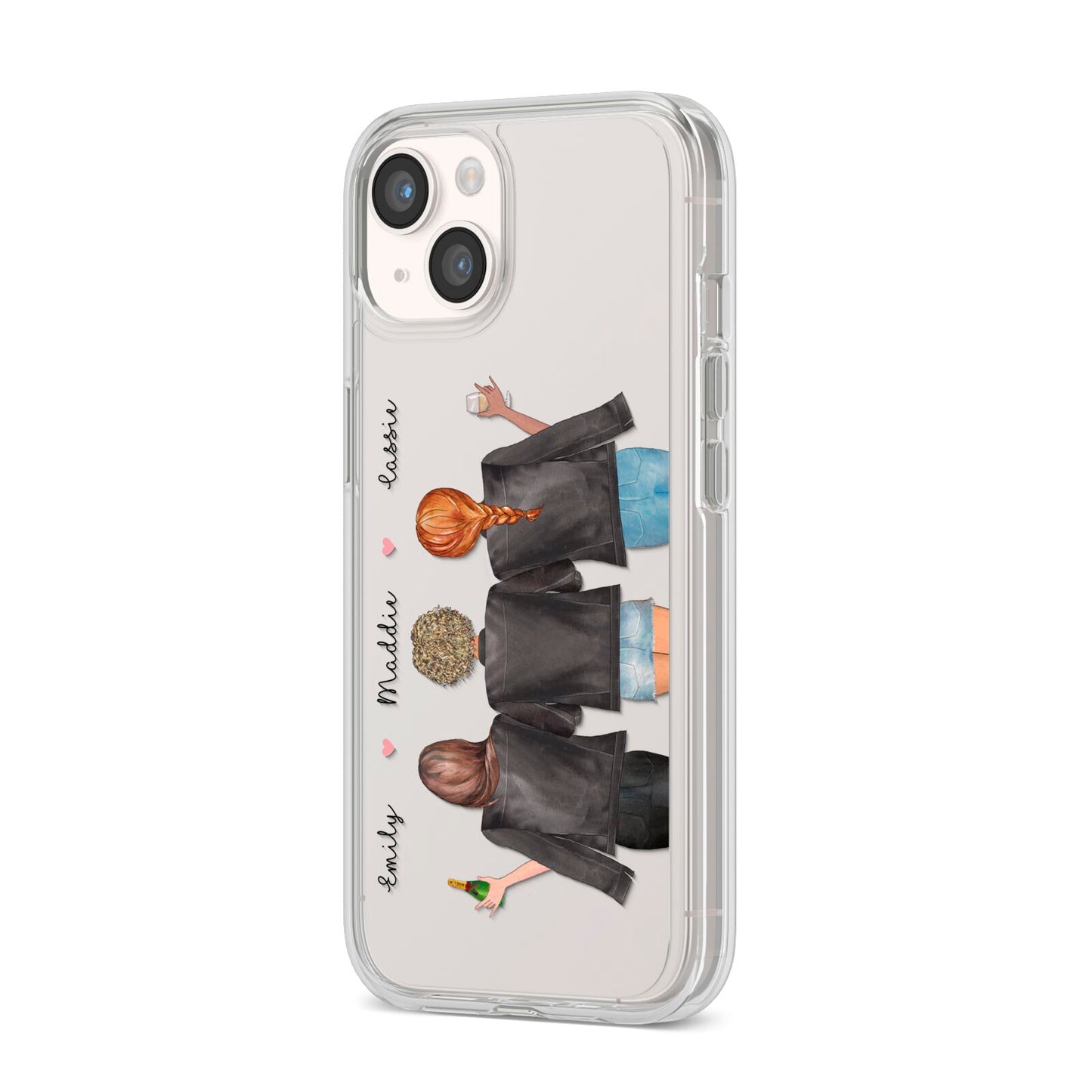 3 Best Friends with Names iPhone 14 Clear Tough Case Starlight Angled Image