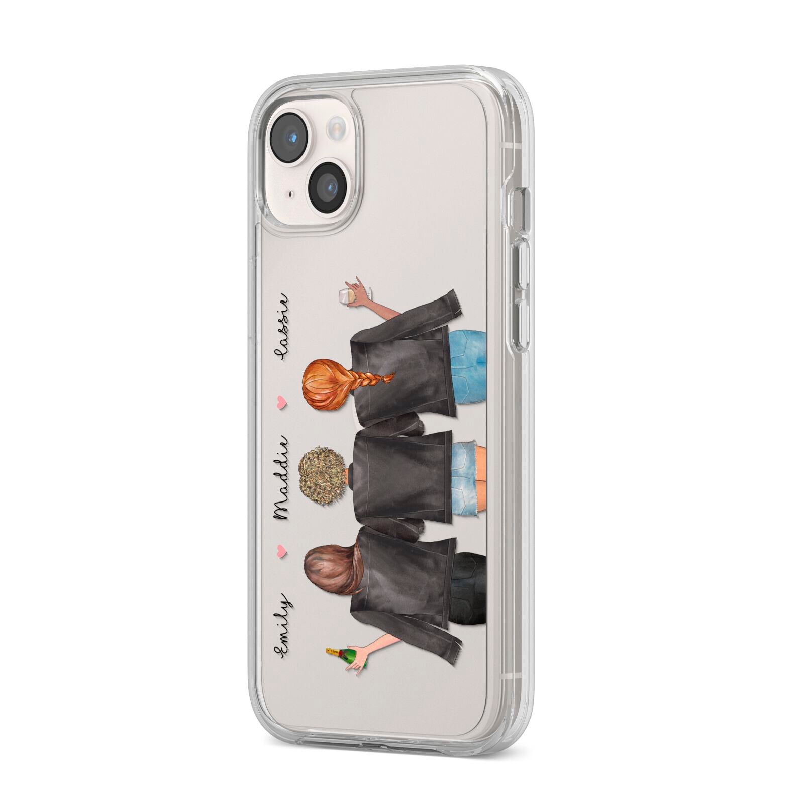 3 Best Friends with Names iPhone 14 Plus Clear Tough Case Starlight Angled Image