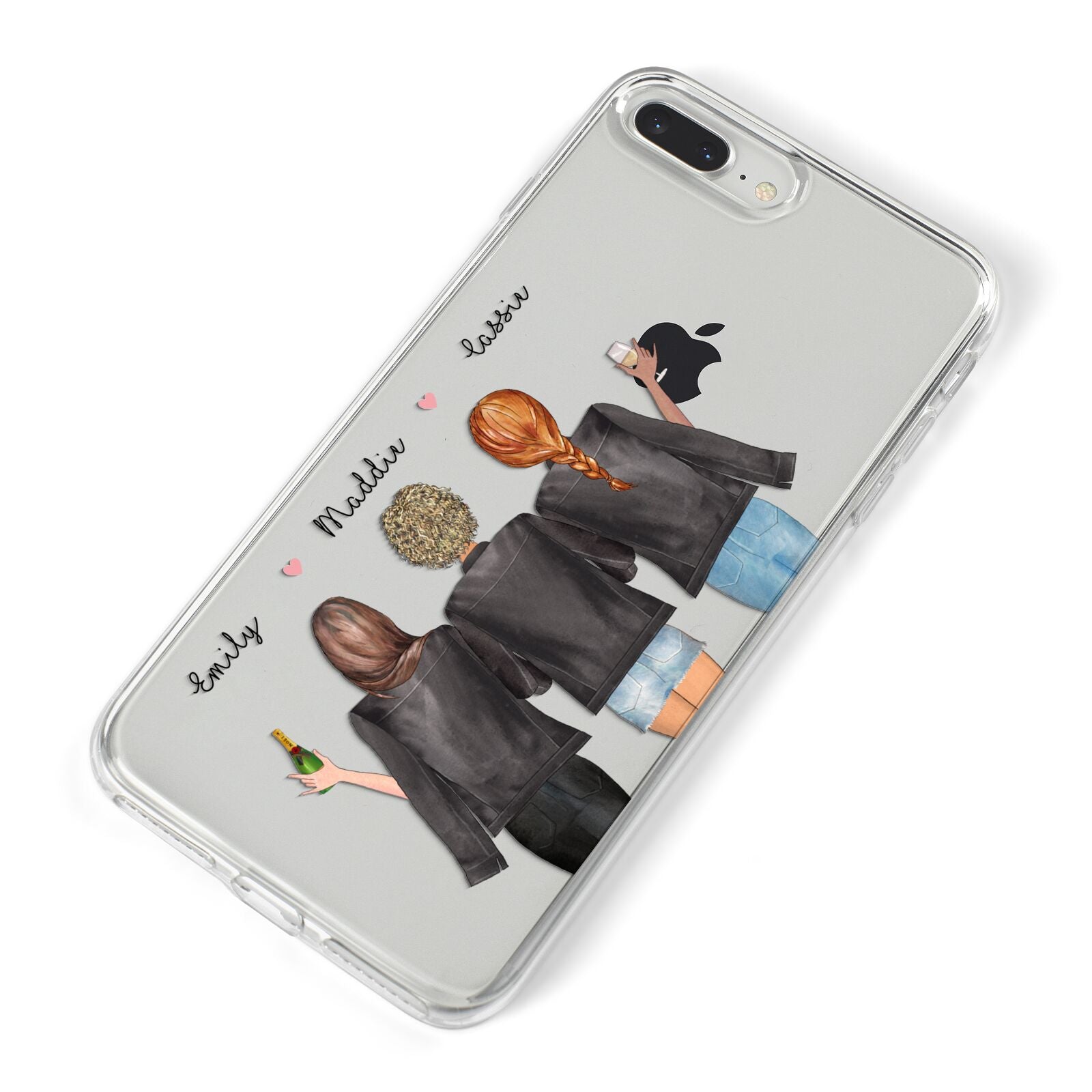 3 Best Friends with Names iPhone 8 Plus Bumper Case on Silver iPhone Alternative Image
