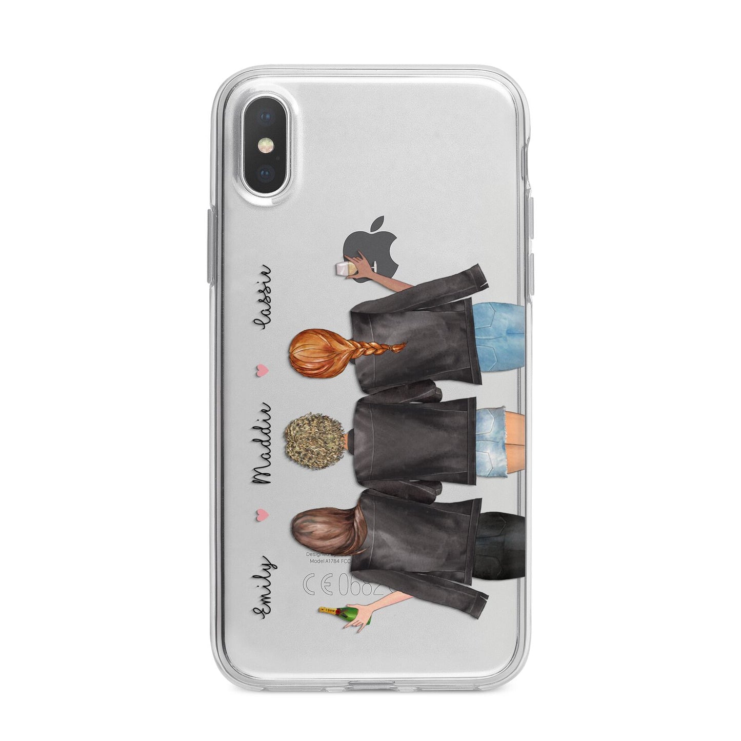3 Best Friends with Names iPhone X Bumper Case on Silver iPhone Alternative Image 1