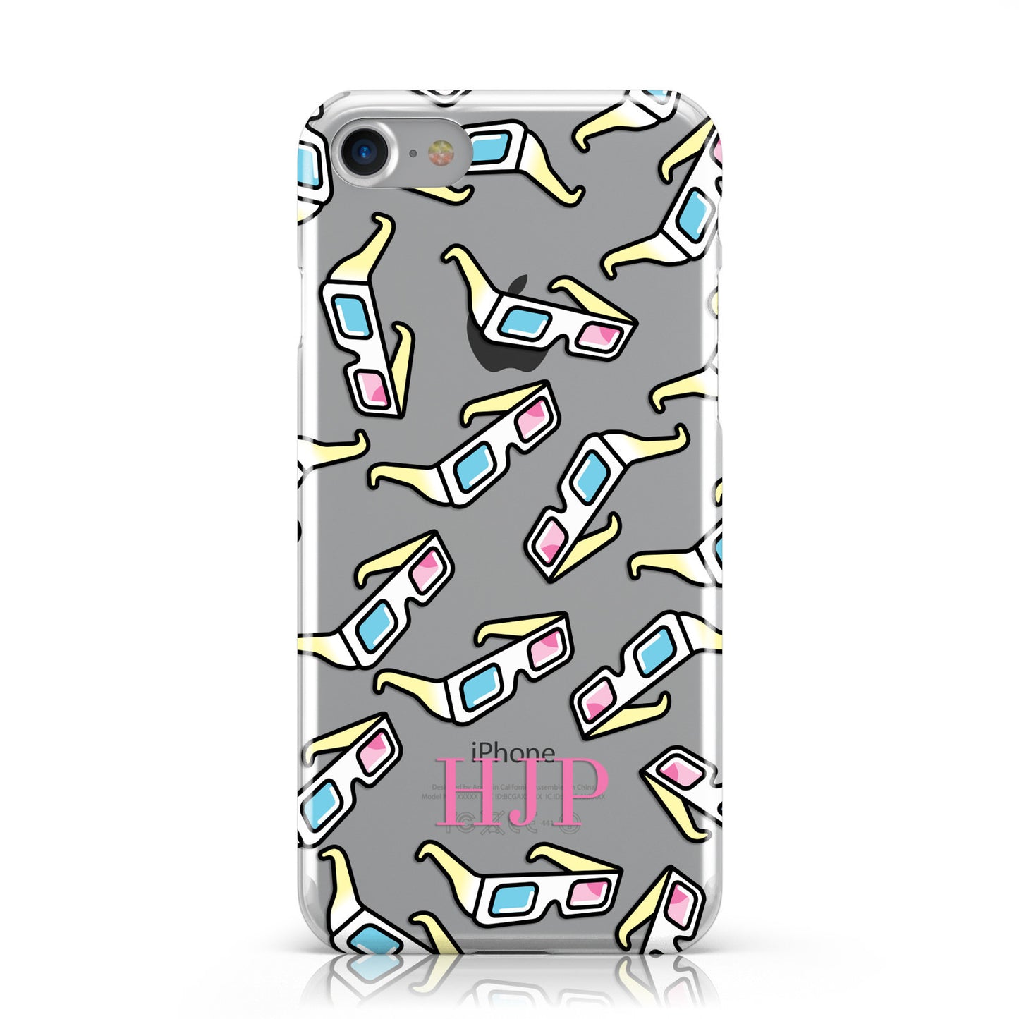 Personalised 3D Glasses Initials Clear Apple iPhone Case