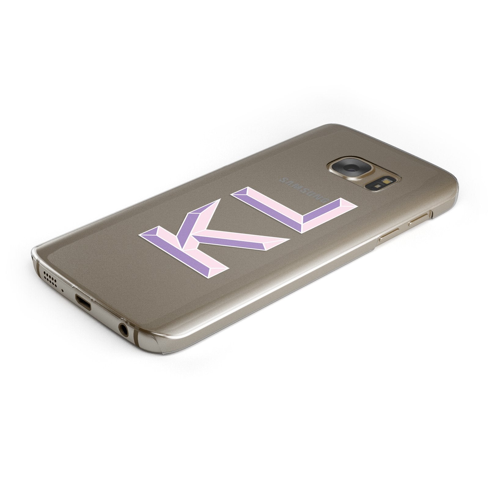 Personalised 3D Initials Monogram Clear Custom Samsung Galaxy Case Bottom Cutout