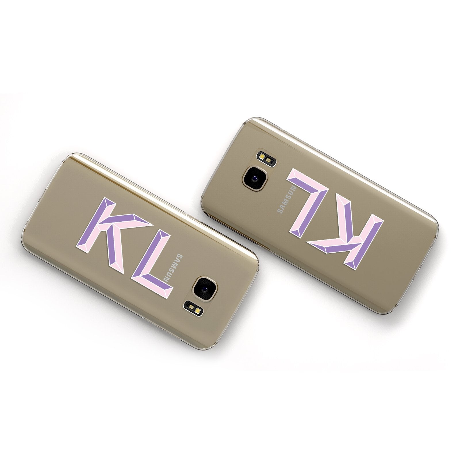 Personalised 3D Initials Monogram Clear Custom Samsung Galaxy Case Flat Overview