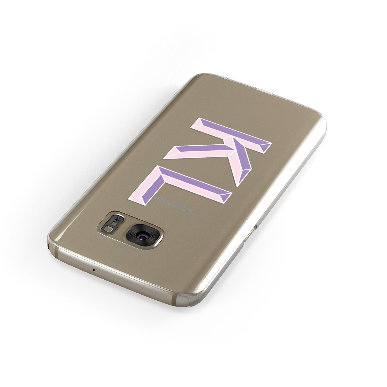 Personalised 3D Initials Monogram Clear Custom Samsung Galaxy Case Front Close Up