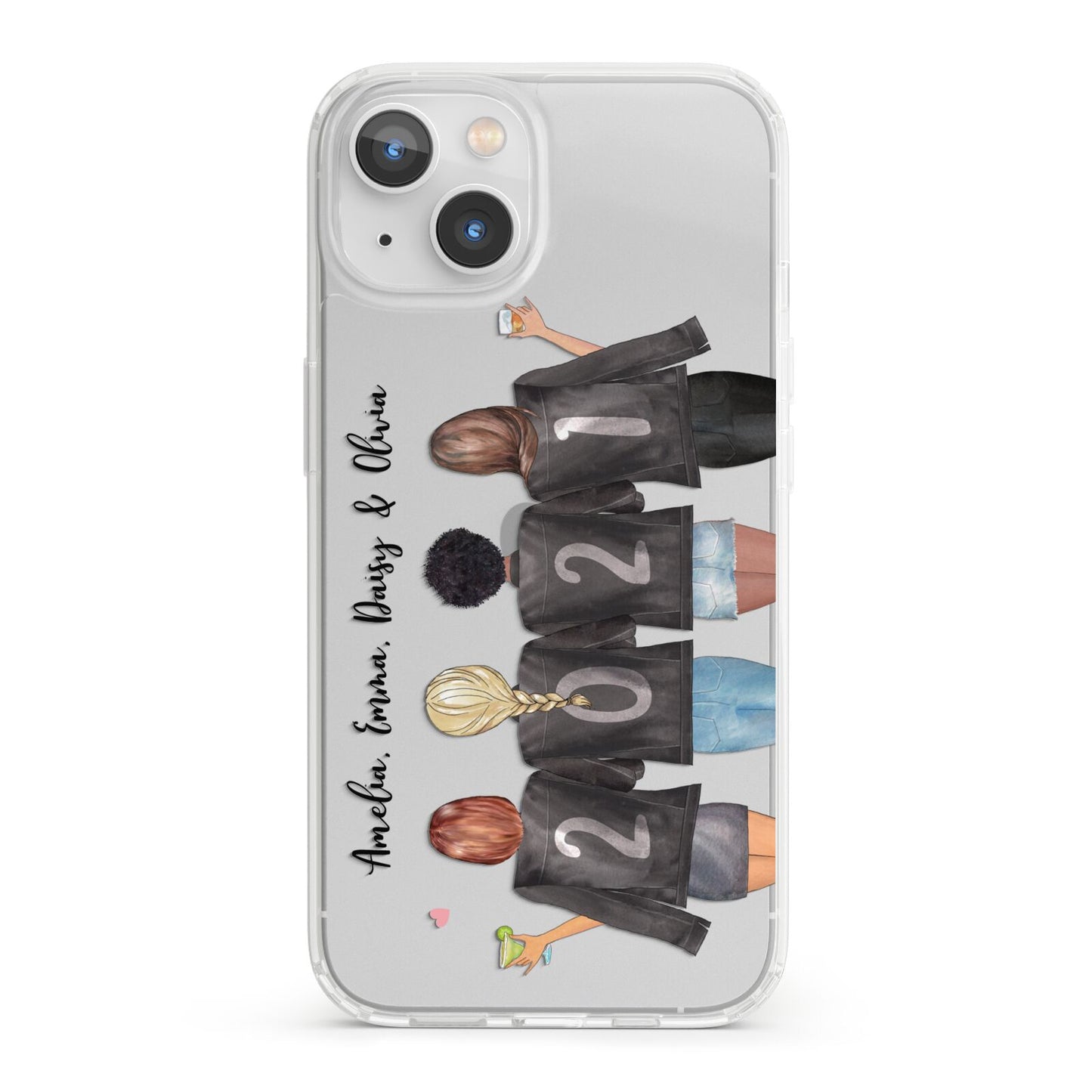 4 Best Friends with Names iPhone 13 Clear Bumper Case
