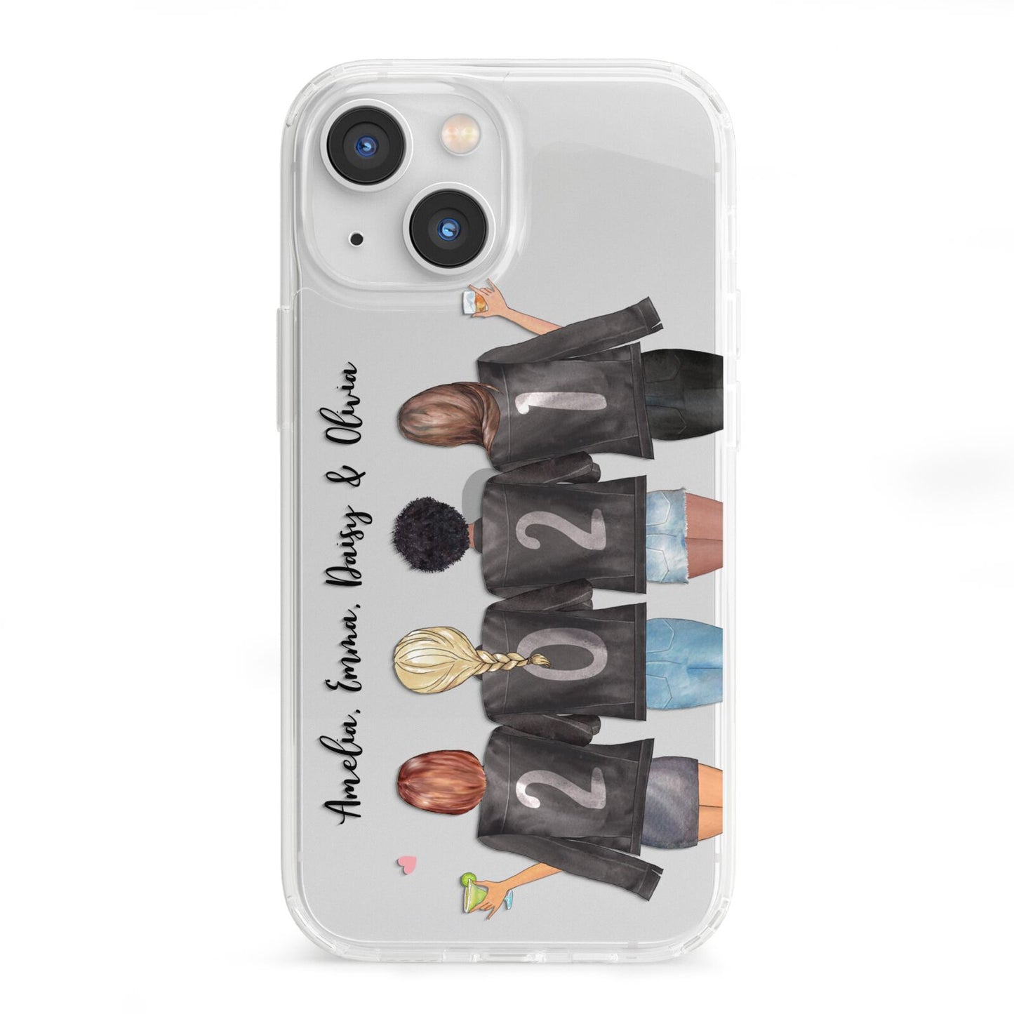 4 Best Friends with Names iPhone 13 Mini Clear Bumper Case