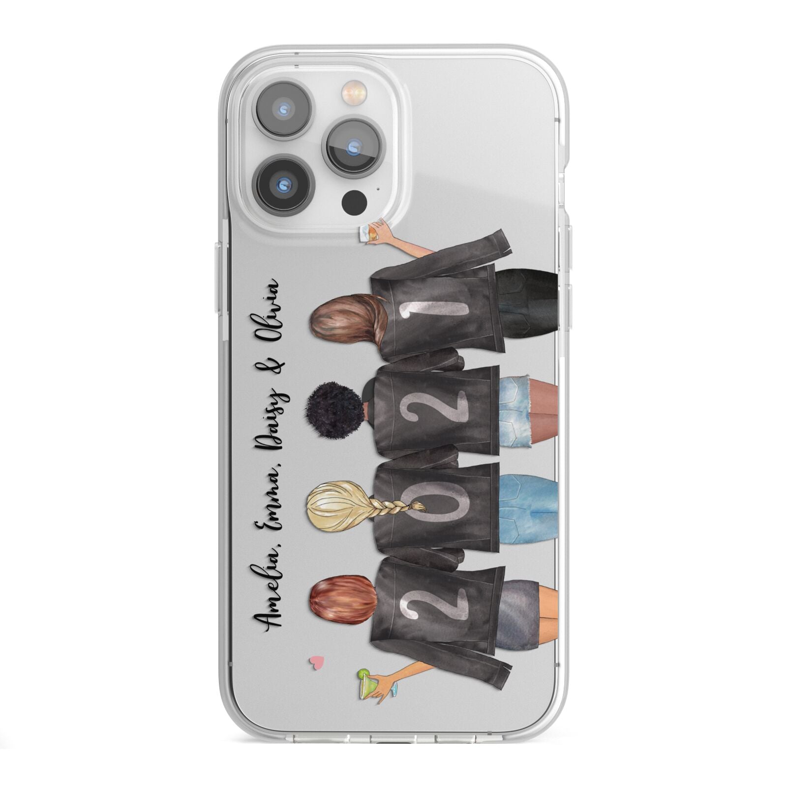 4 Best Friends with Names iPhone 13 Pro Max TPU Impact Case with White Edges