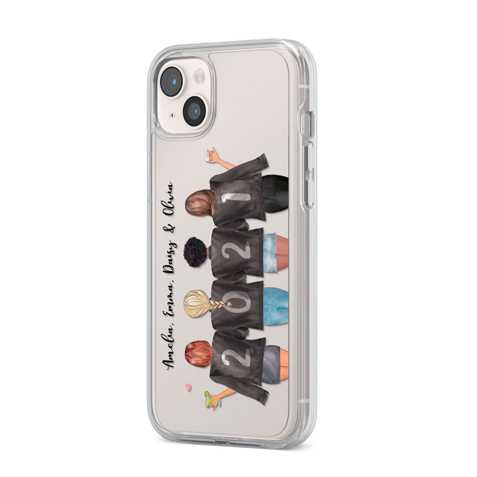 4 Best Friends with Names iPhone 14 Plus Clear Tough Case Starlight Angled Image