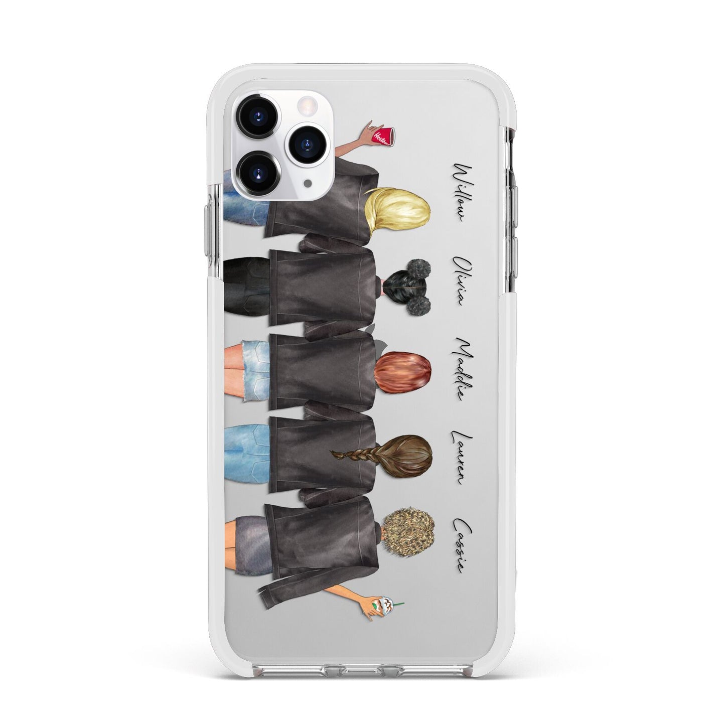 5 Best Friends with Names Apple iPhone 11 Pro Max in Silver with White Impact Case