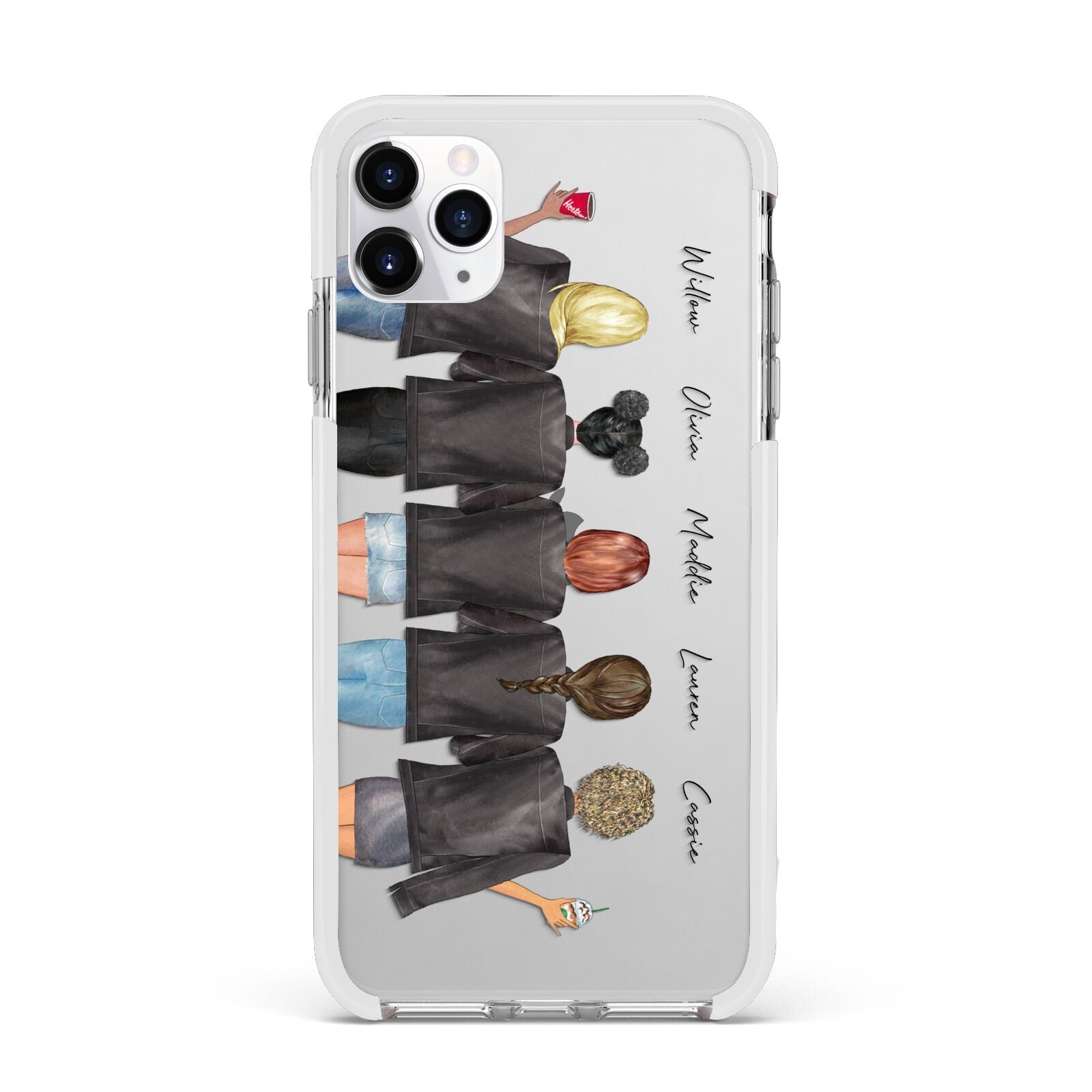 5 Best Friends with Names Apple iPhone 11 Pro Max in Silver with White Impact Case