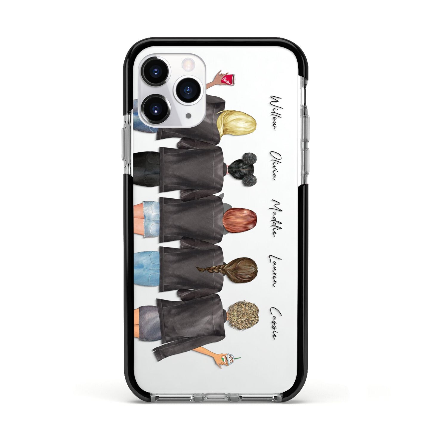 5 Best Friends with Names Apple iPhone 11 Pro in Silver with Black Impact Case