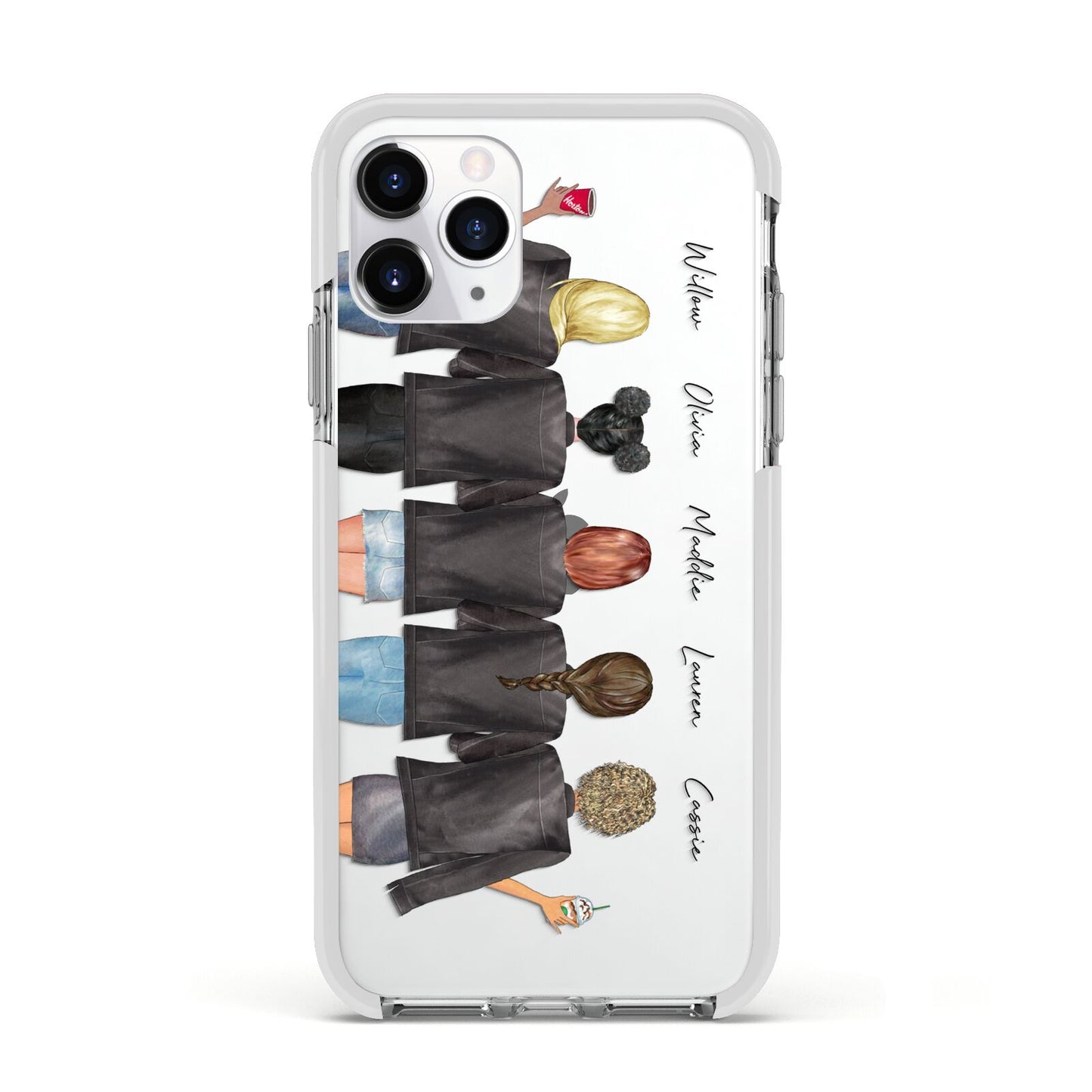 5 Best Friends with Names Apple iPhone 11 Pro in Silver with White Impact Case