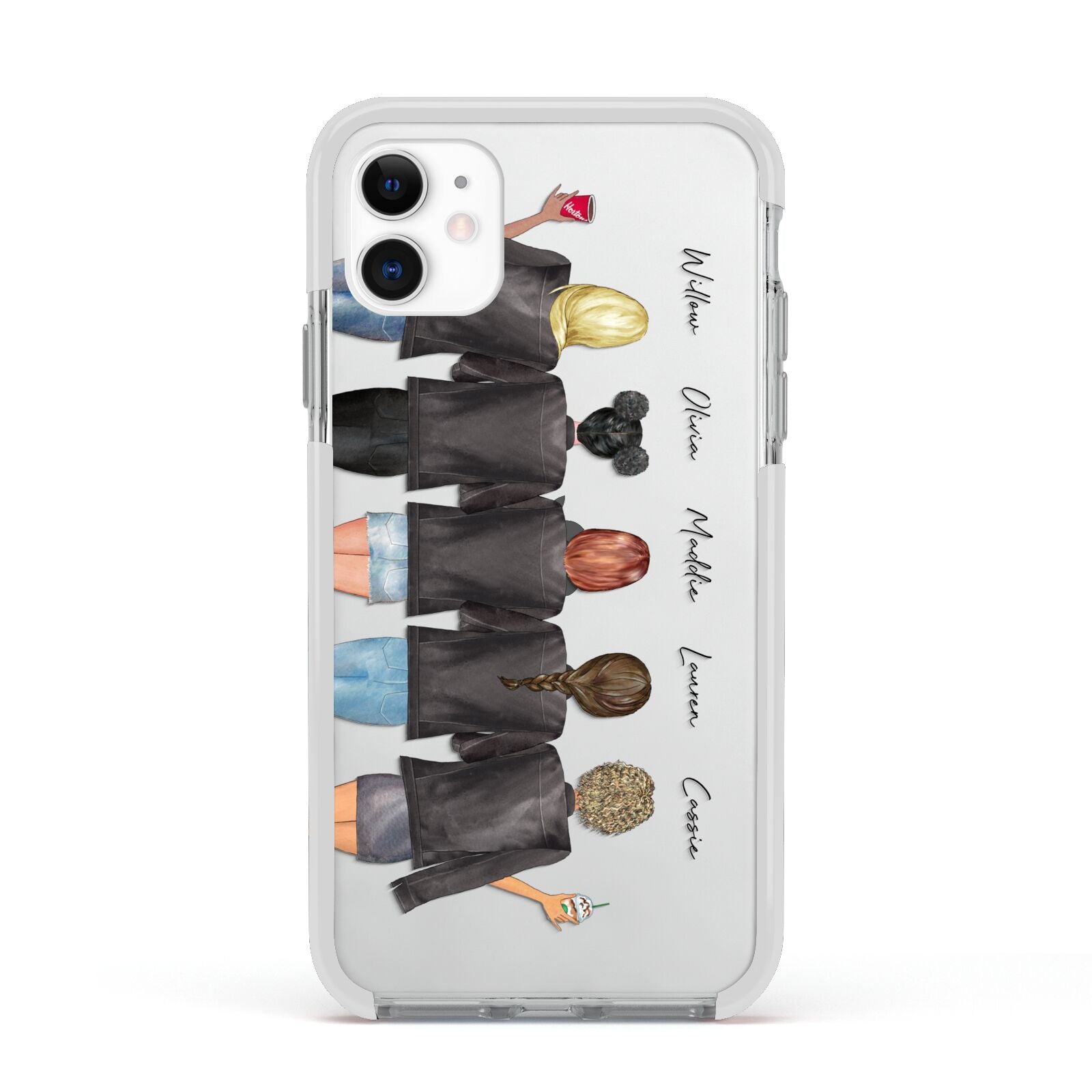 5 Best Friends with Names Apple iPhone 11 in White with White Impact Case