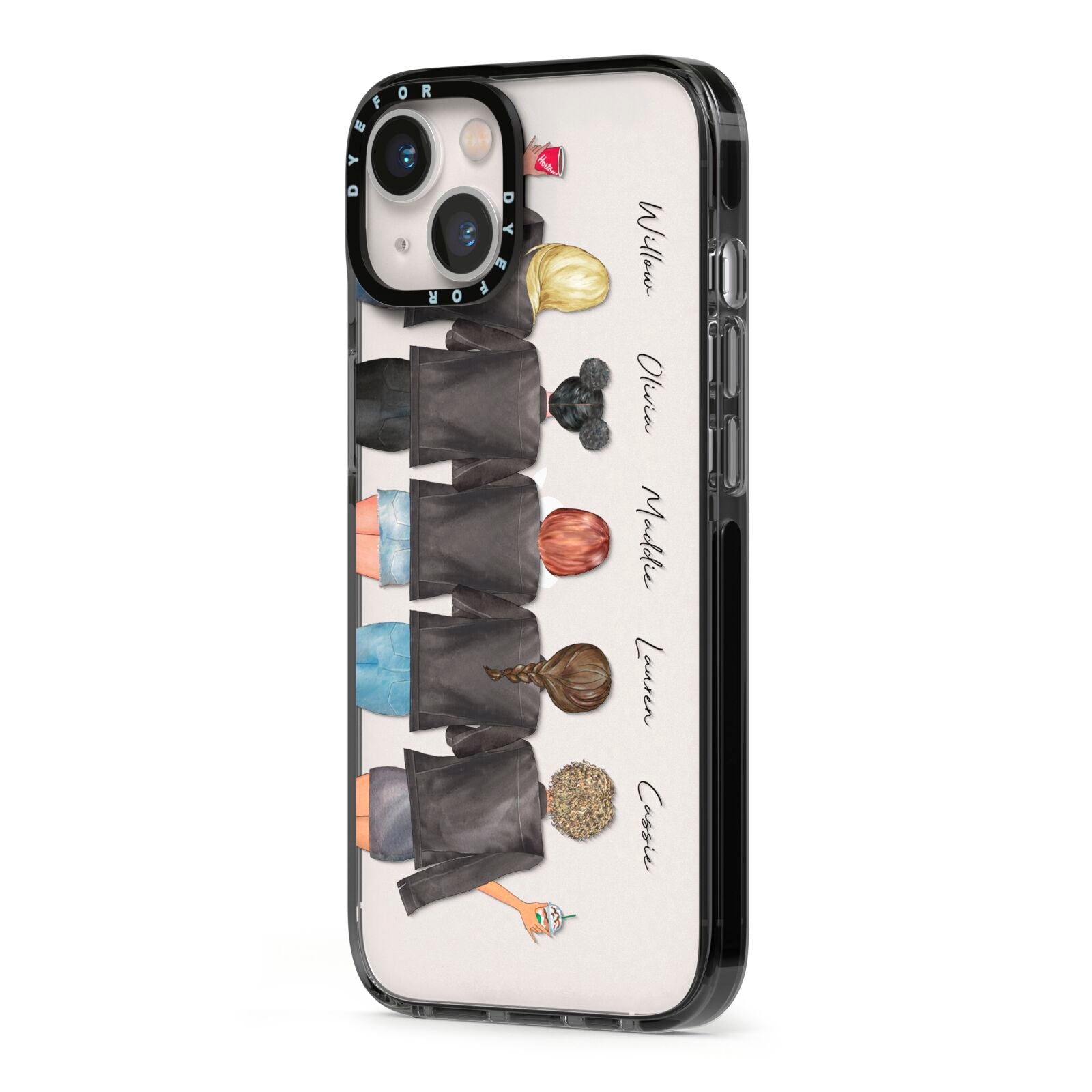 5 Best Friends with Names iPhone 13 Black Impact Case Side Angle on Silver phone