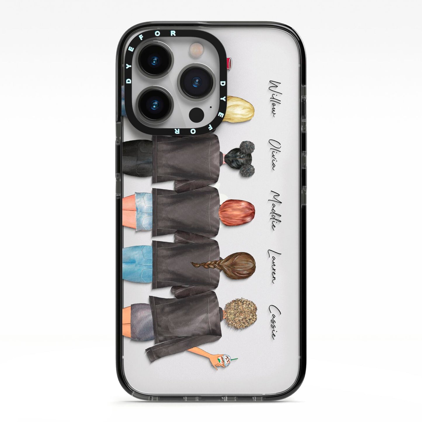 5 Best Friends with Names iPhone 13 Pro Black Impact Case on Silver phone