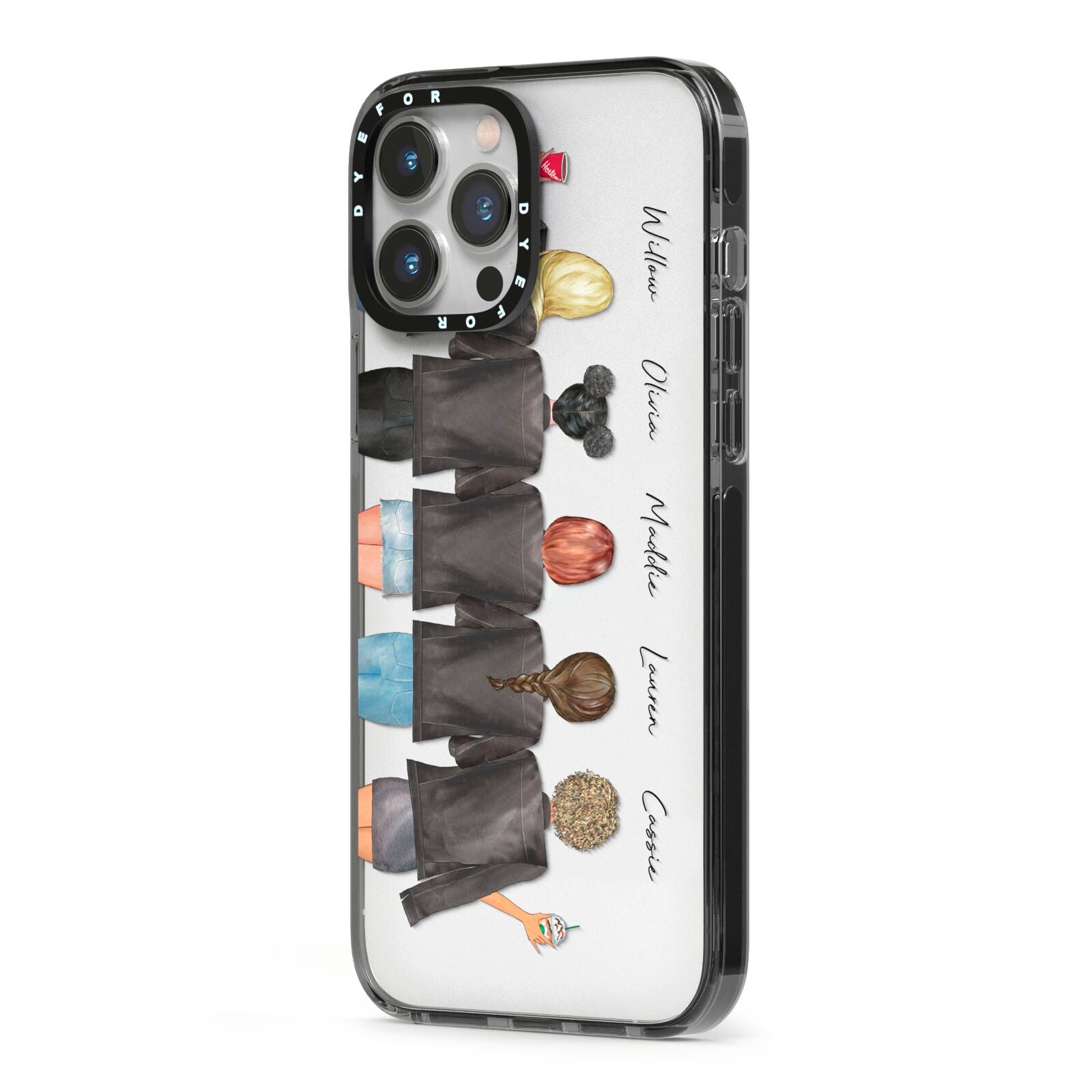 5 Best Friends with Names iPhone 13 Pro Max Black Impact Case Side Angle on Silver phone