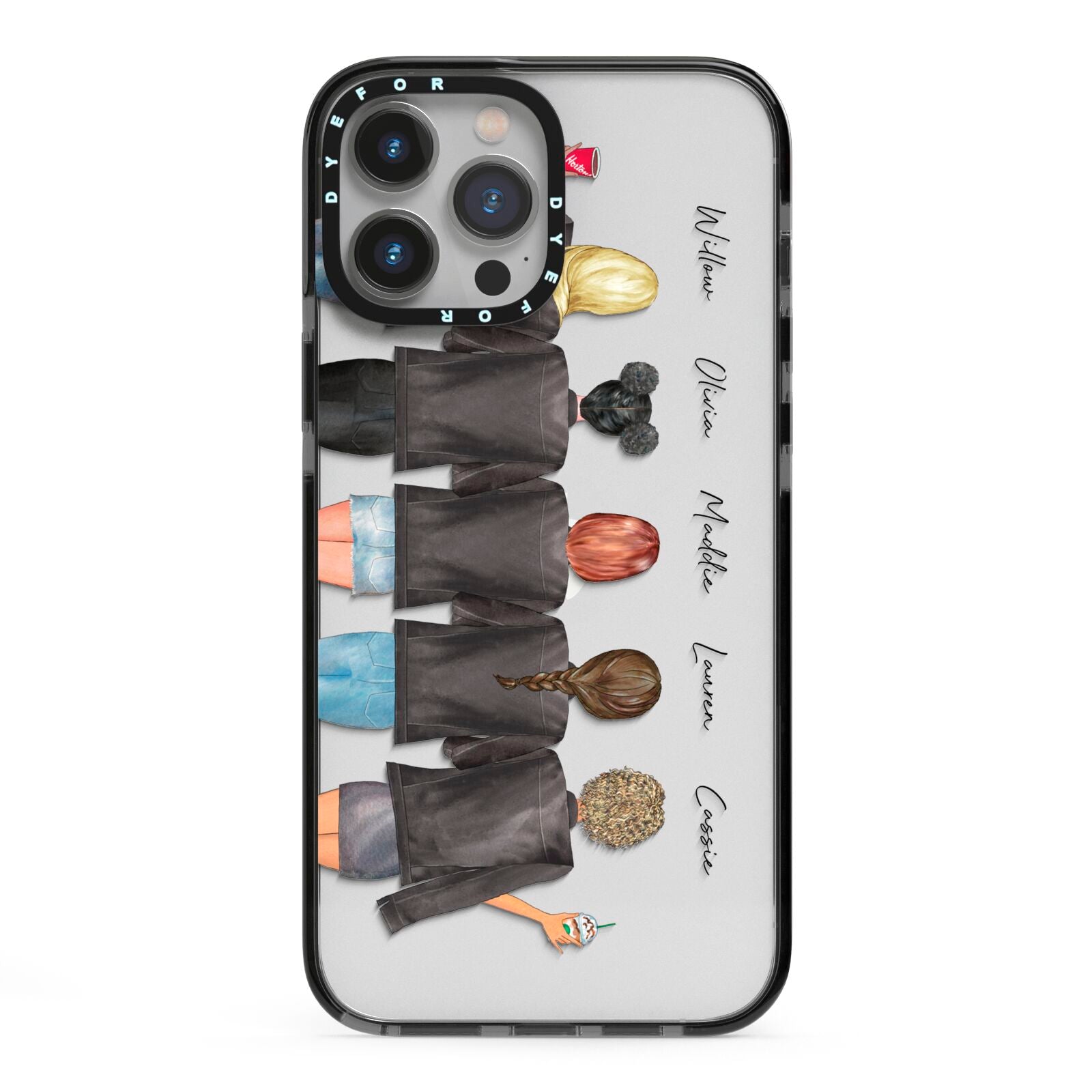 5 Best Friends with Names iPhone 13 Pro Max Black Impact Case on Silver phone