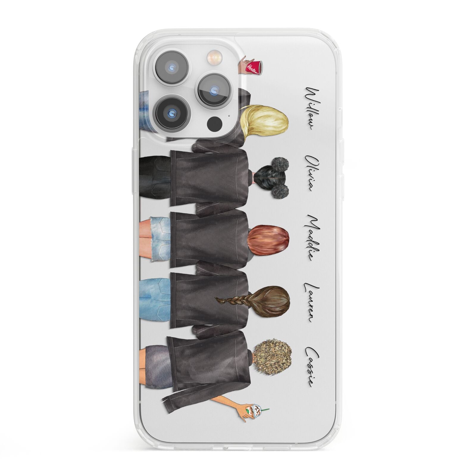 5 Best Friends with Names iPhone 13 Pro Max Clear Bumper Case