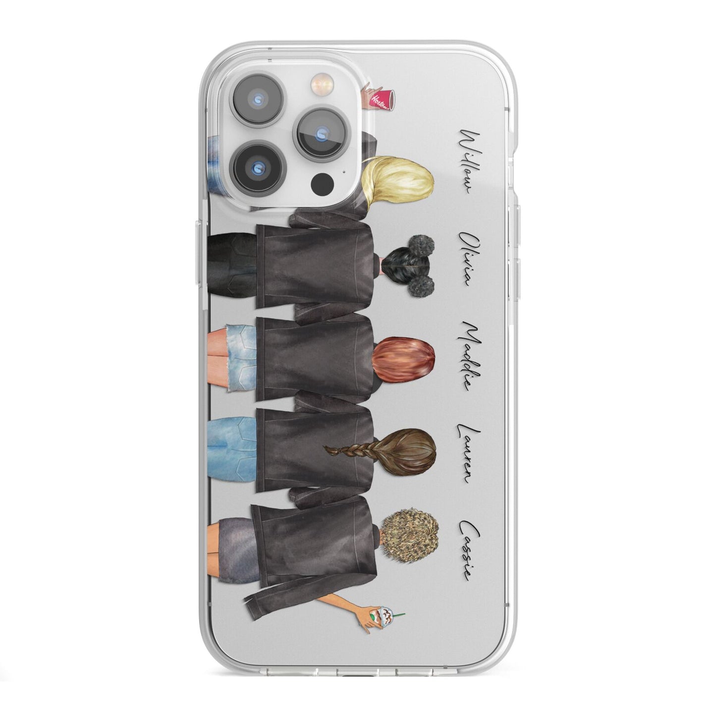 5 Best Friends with Names iPhone 13 Pro Max TPU Impact Case with White Edges