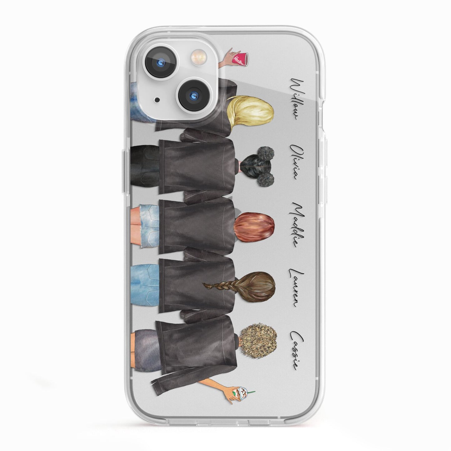 5 Best Friends with Names iPhone 13 TPU Impact Case with White Edges