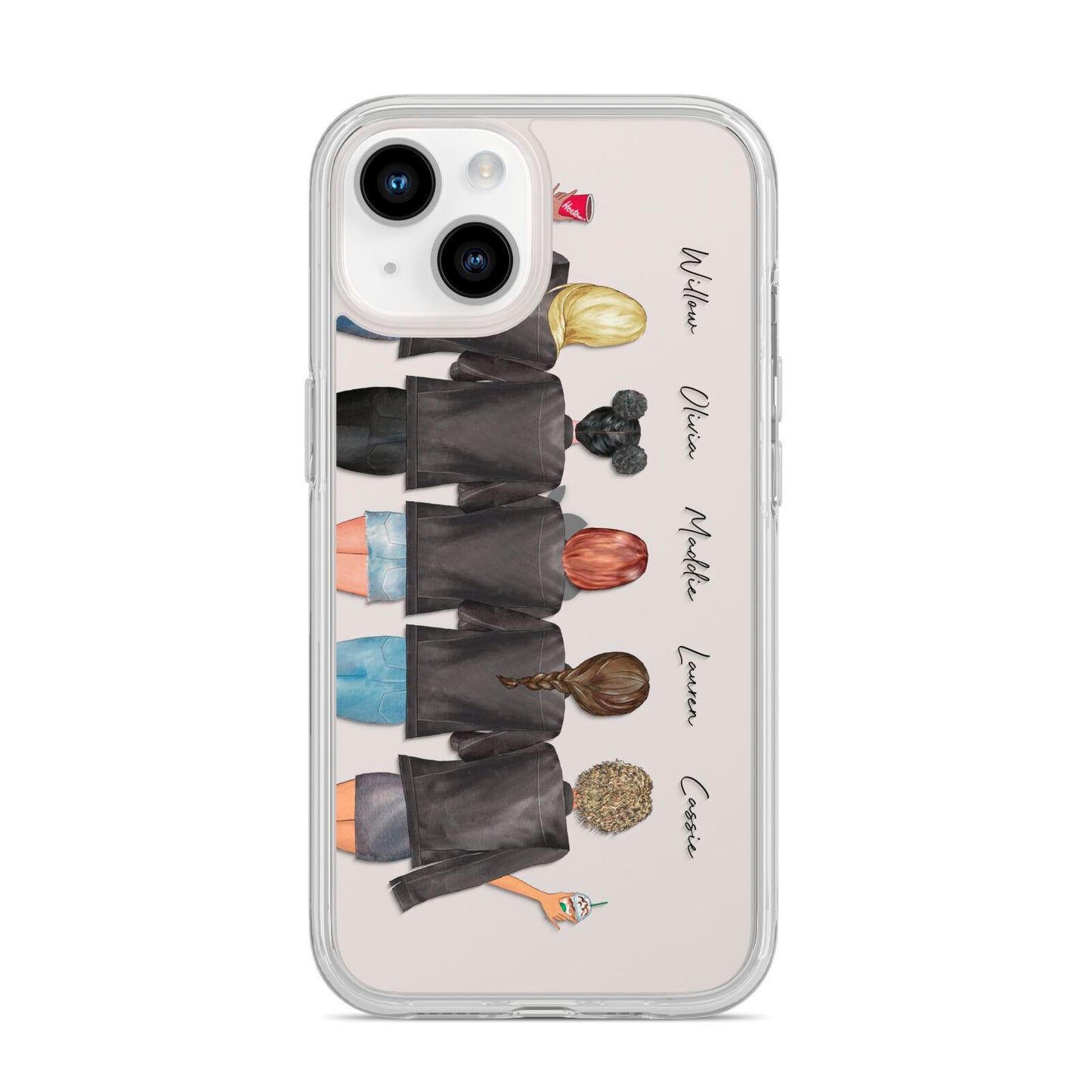 5 Best Friends with Names iPhone 14 Clear Tough Case Starlight